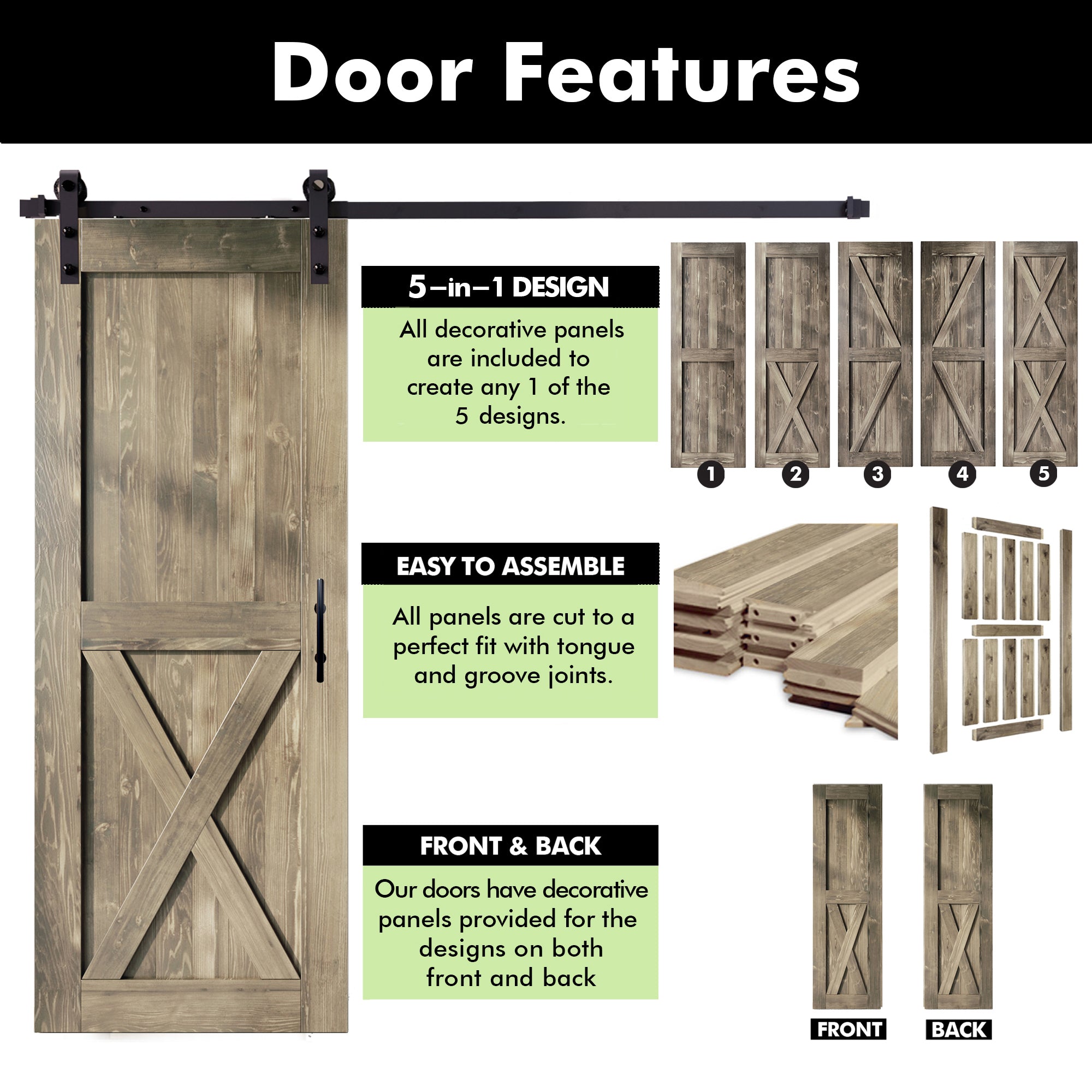 homacer classic gray sliding door features