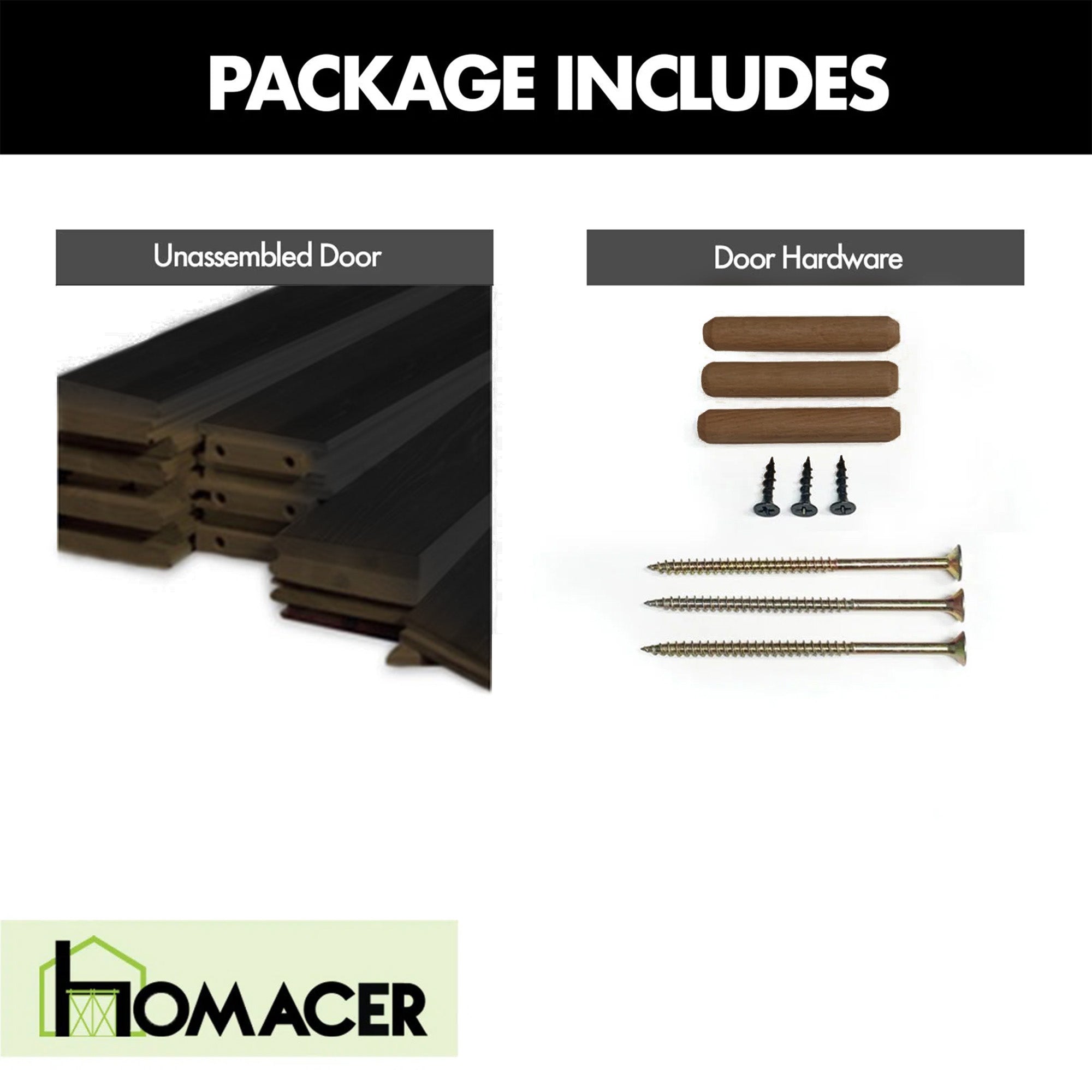 homacer unassembled ebony barn door packing includes