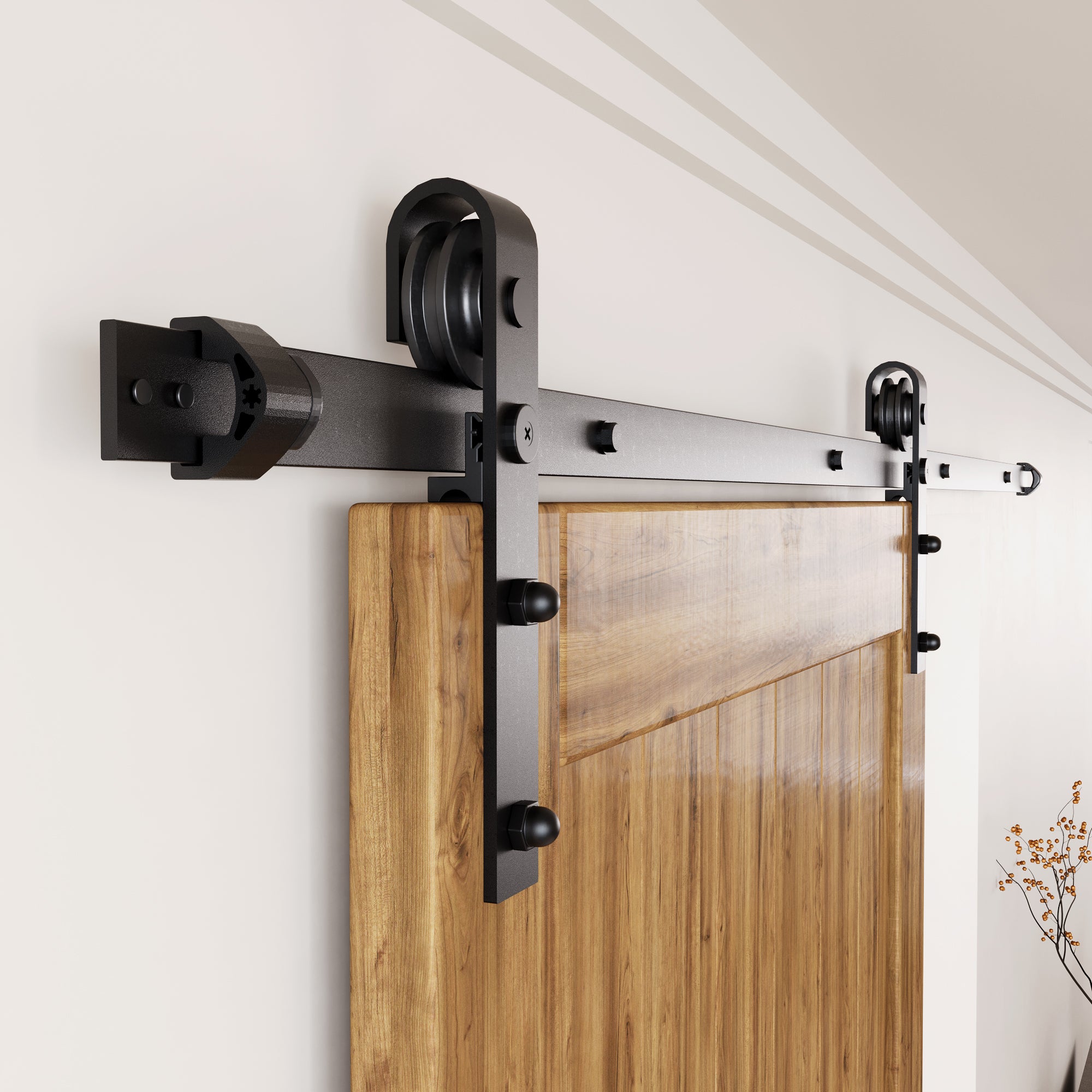 Non-Bypass Sliding Barn Door Hardware Kit - Classic Design Roller