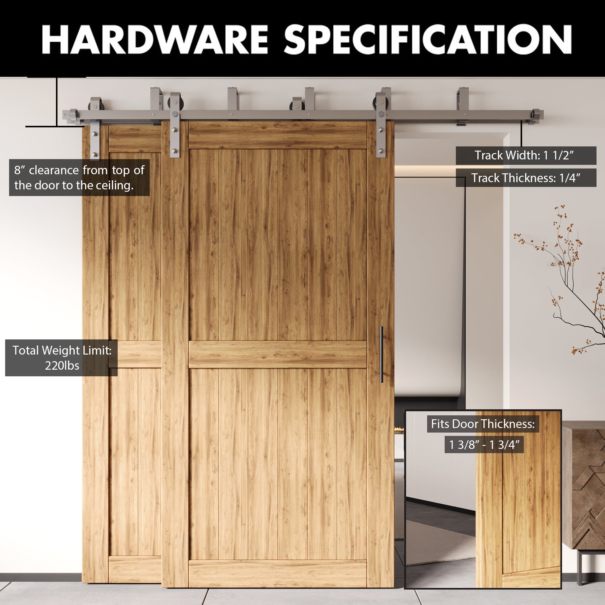 double track classic sliding door kit