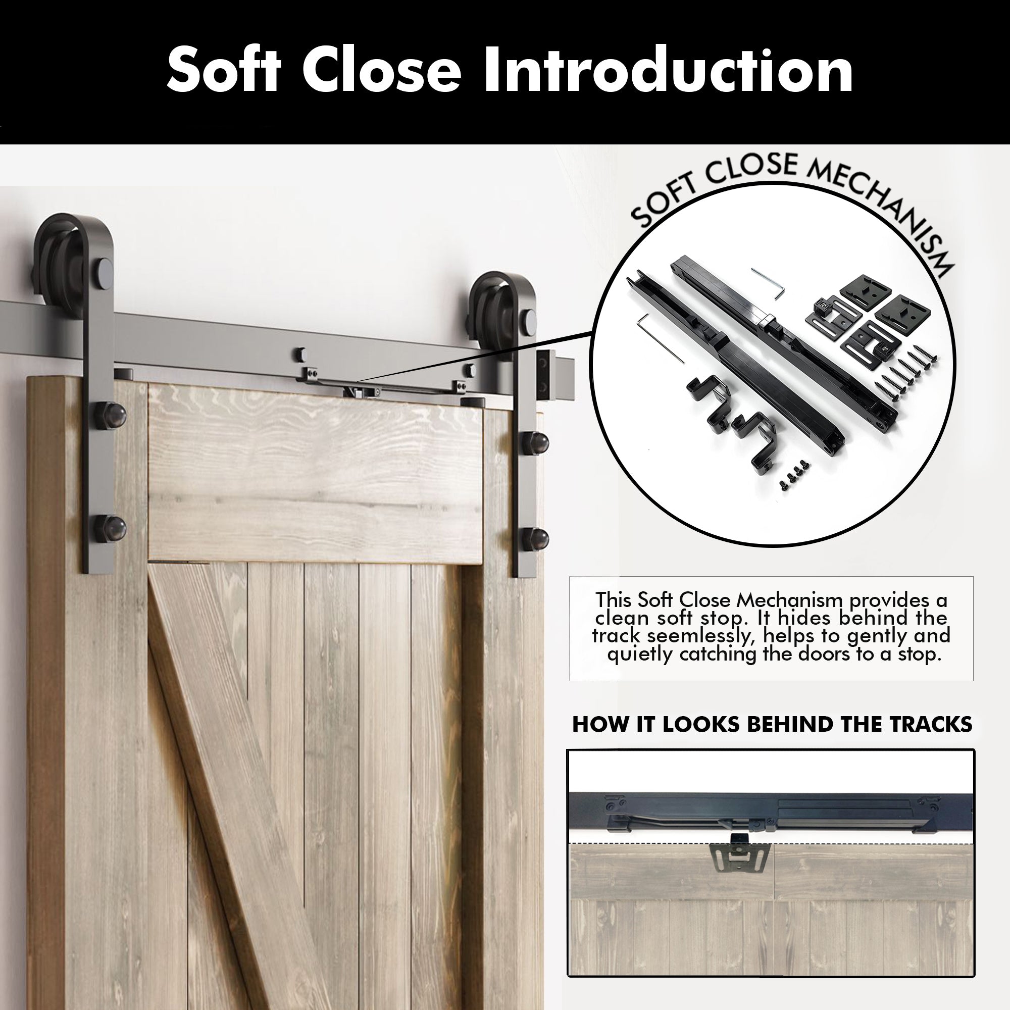 homacer sliding barn door track soft close introduction