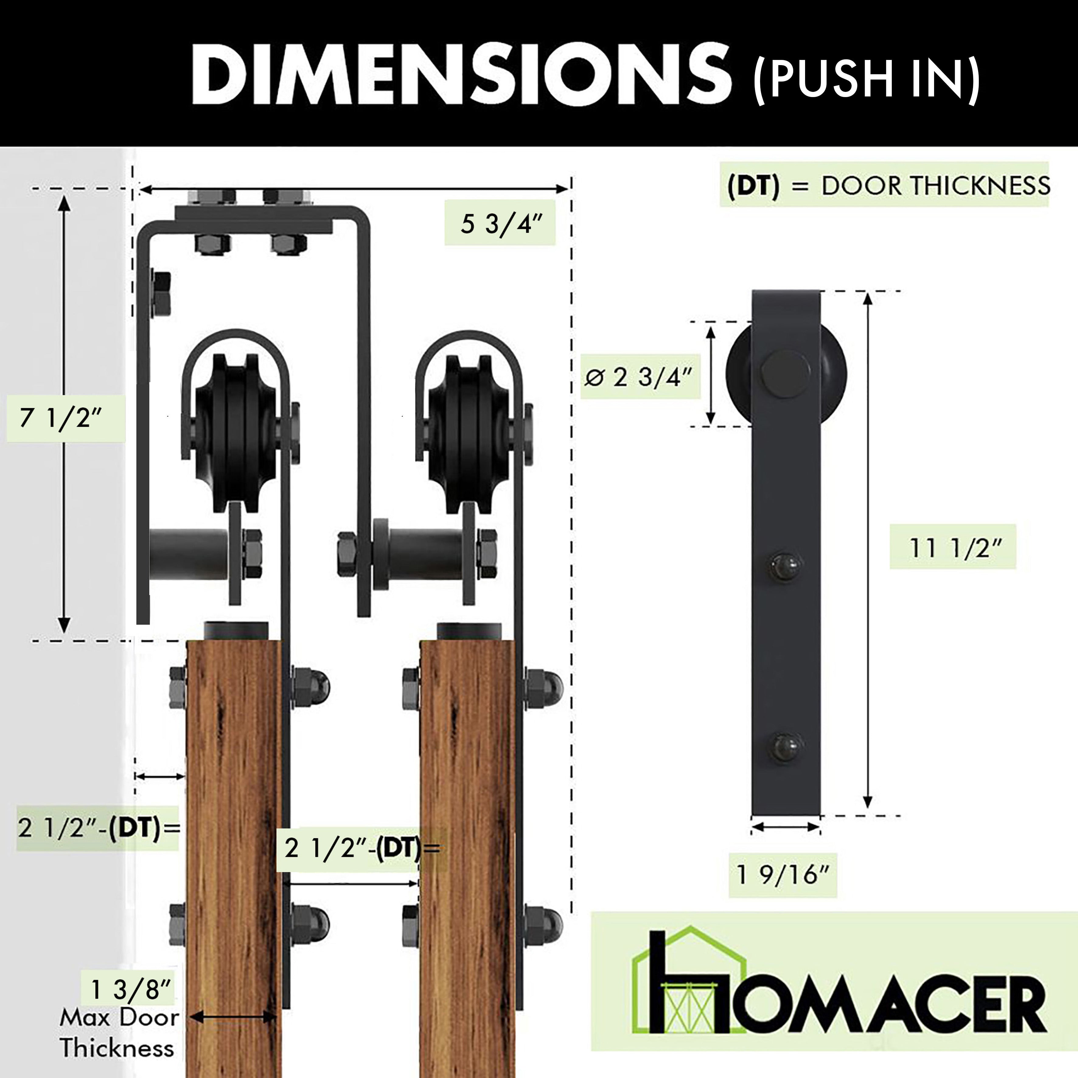 Double Track U-Shape Bypass Sliding Barn Door Hardware Kit - Classic Design Roller