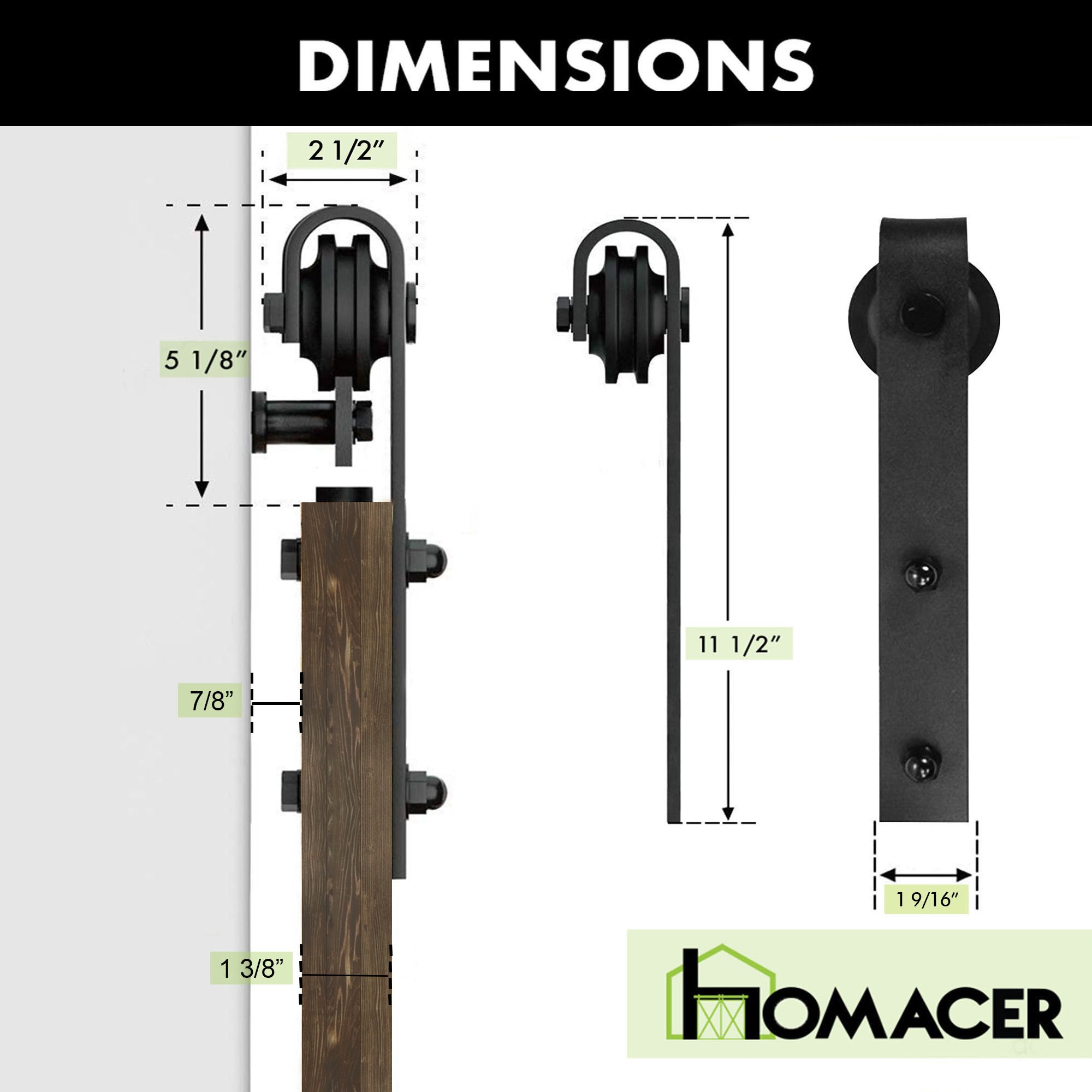 homacer sliding door roller sets dimensions