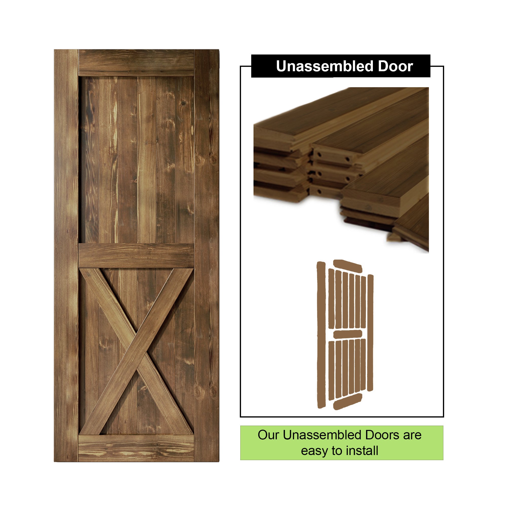 homacer dark walnut unassembled easy to install sliding barn door