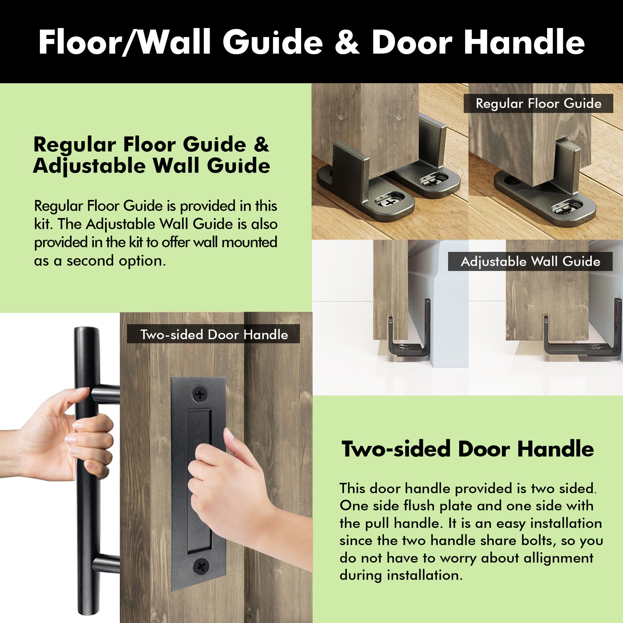 homacer regular floor guide adjustable wall guide two-sided door handle