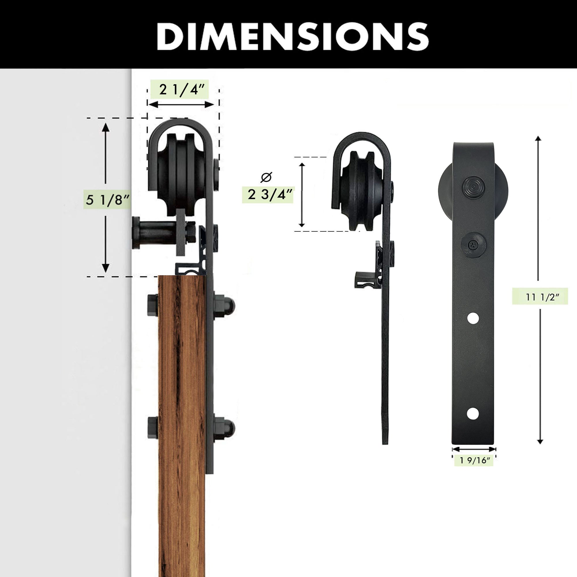 Non-Bypass Sliding Barn Door Hardware Kit - Classic Design Roller