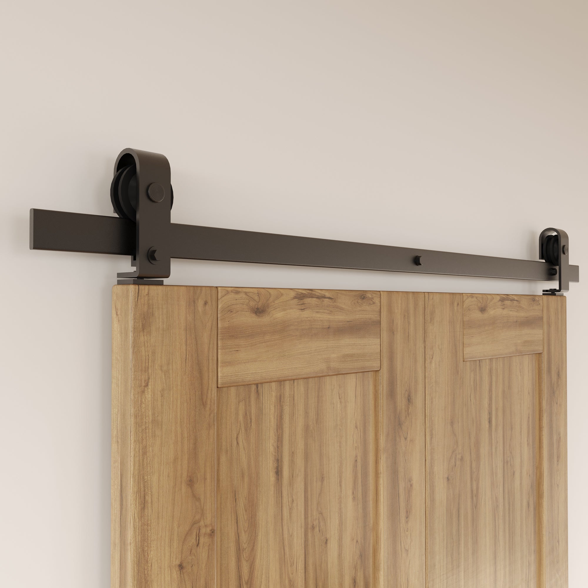 Bi-Folding Sliding Barn Door Hardware Top Mount Two Doors Kit - T-shape Design Roller (Doors Not Included)