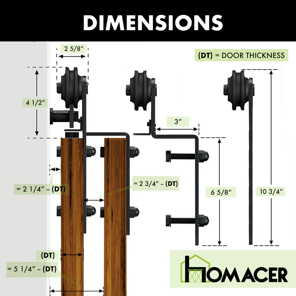Homacer Black Rustic Bent Straight Design Roller Set