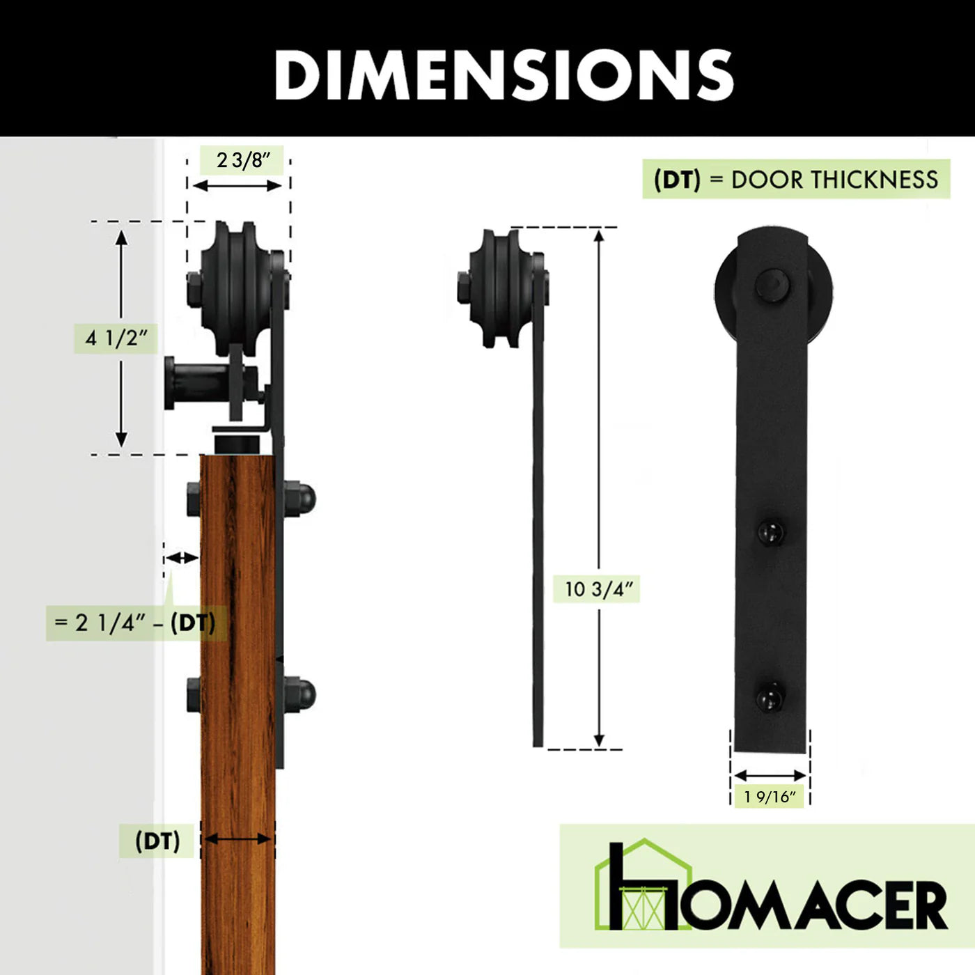 Homacer Black Rustic Straight Design Roller Set