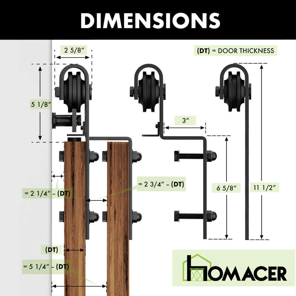Homacer Black Rustic Bent Classic Design Roller Set