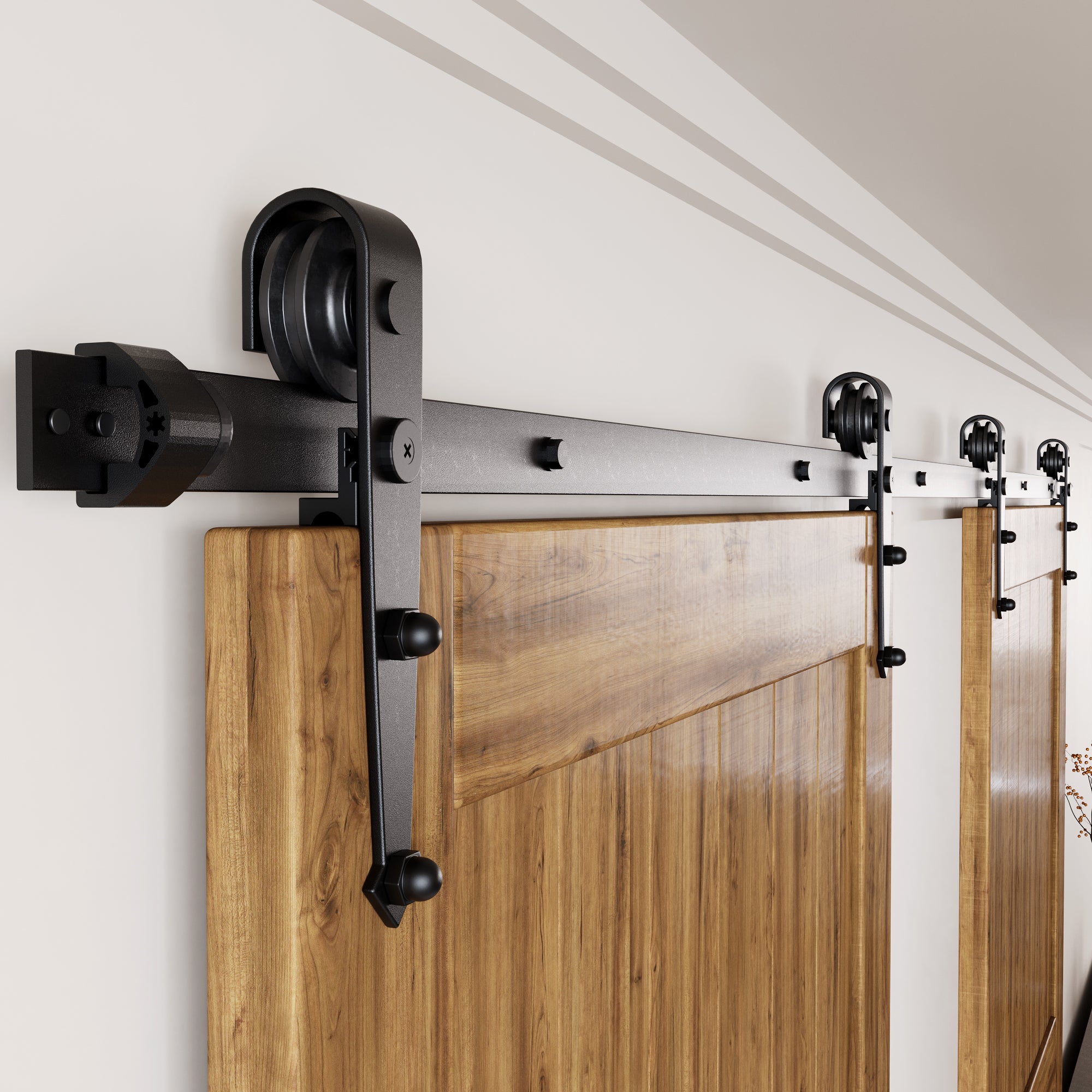 Non-Bypass Sliding Barn Door Hardware Kit - Arrow Design Roller