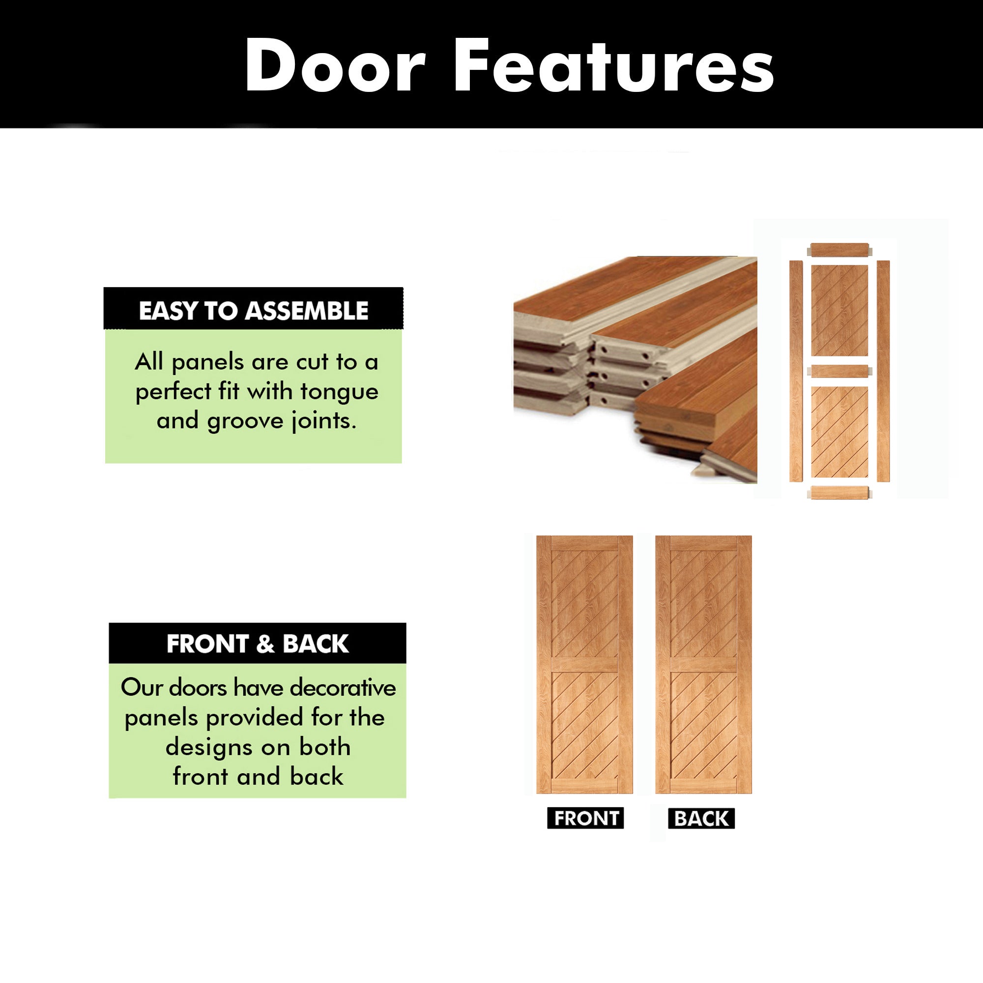 80" Height Early American Slanted Stripe Design Unassembled & Finished Pine Wood Barn Door (Interior Use Only)