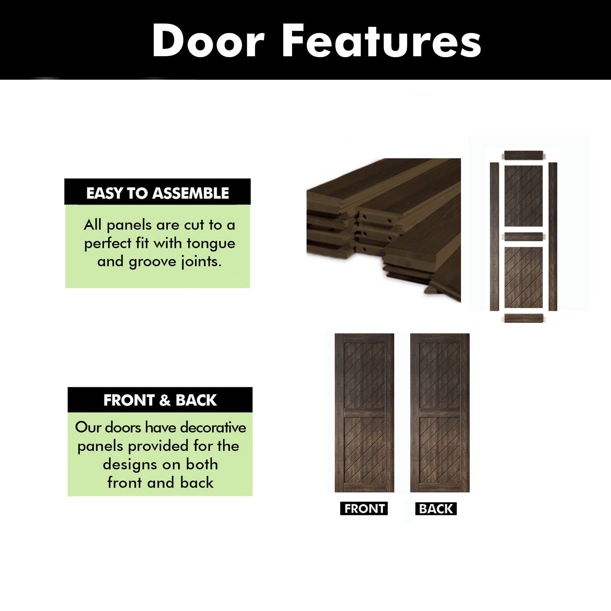 80" Height Ebony Slanted Stripe Design Unassembled & Finished Pine Wood Barn Door (Interior Use Only)