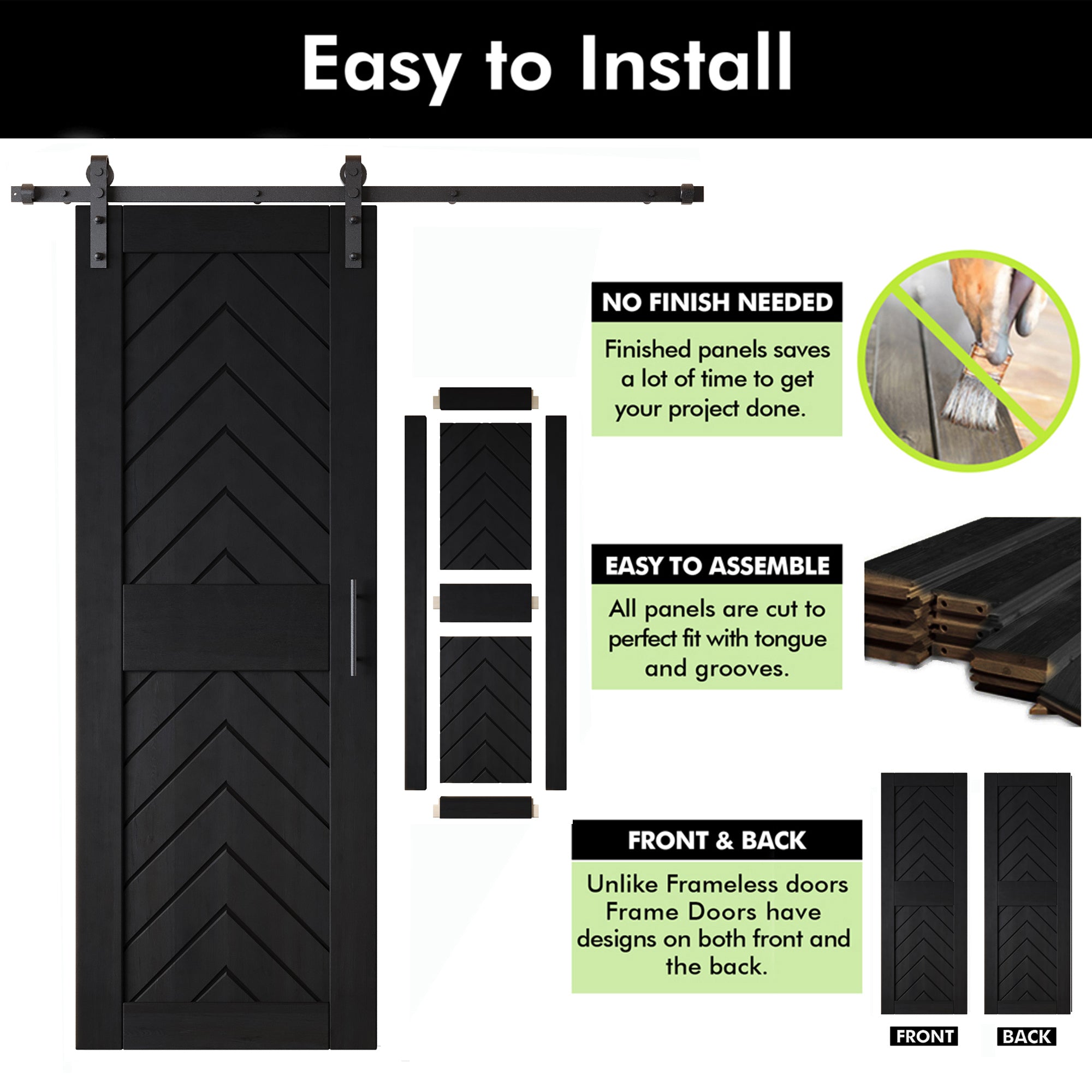 sliding barn door hardware kit with two barn doors pine wood barn door black fishbone design