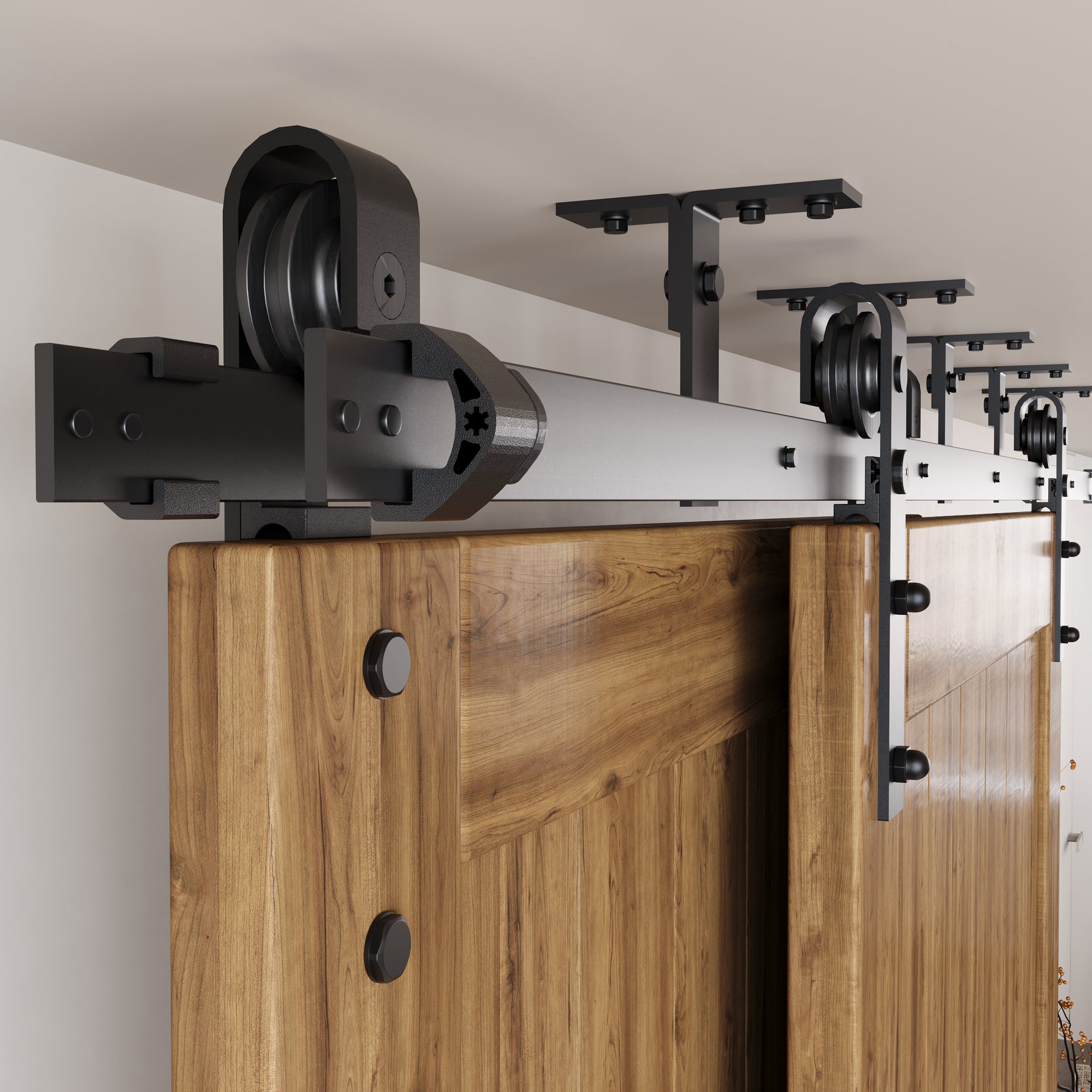 rustic double track bypass door hardware