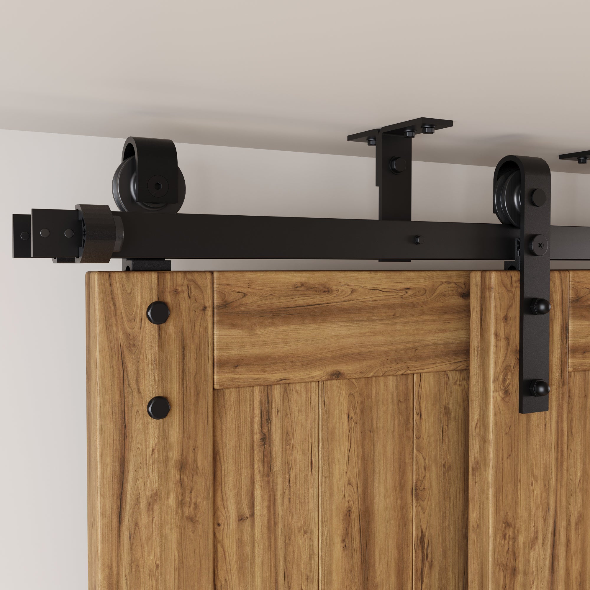 homacer black ceiling double barn door kit