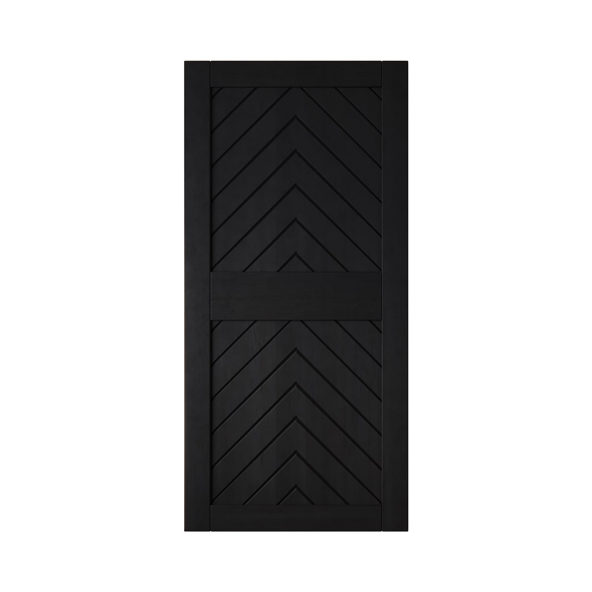 84" Height Black Fishbone Design Unassembled & Finished Pine Wood Barn Door (Interior Use Only)