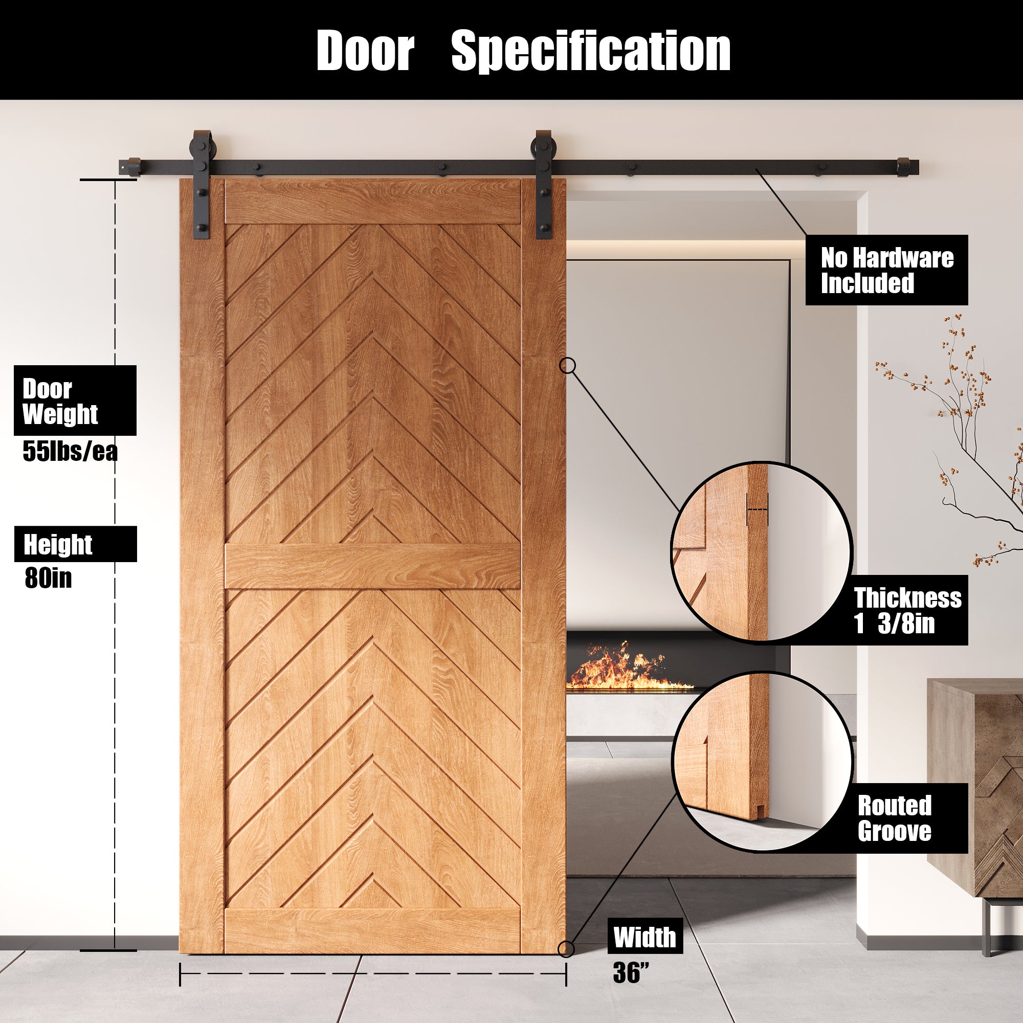 Pine wood barn door