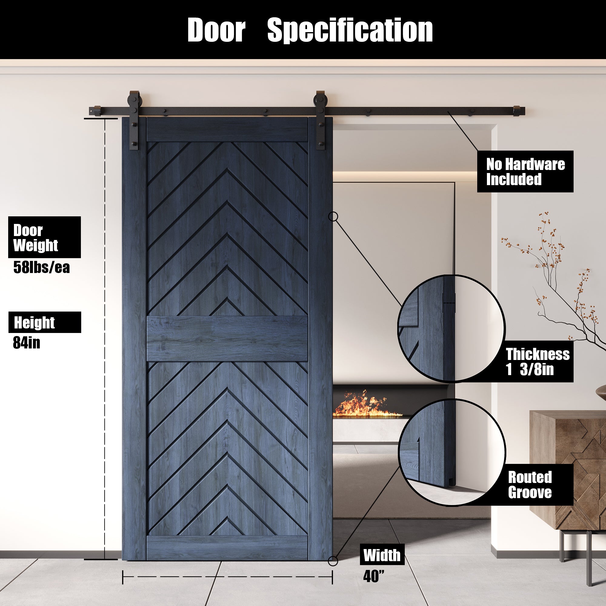 Navy Pine wood barn door