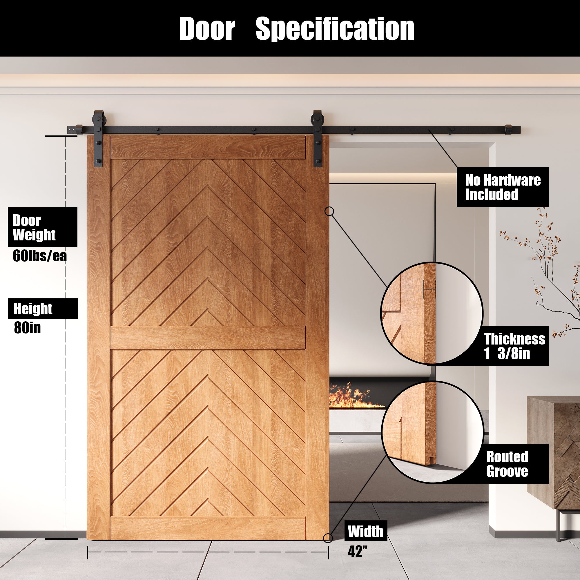 Pine wood barn door