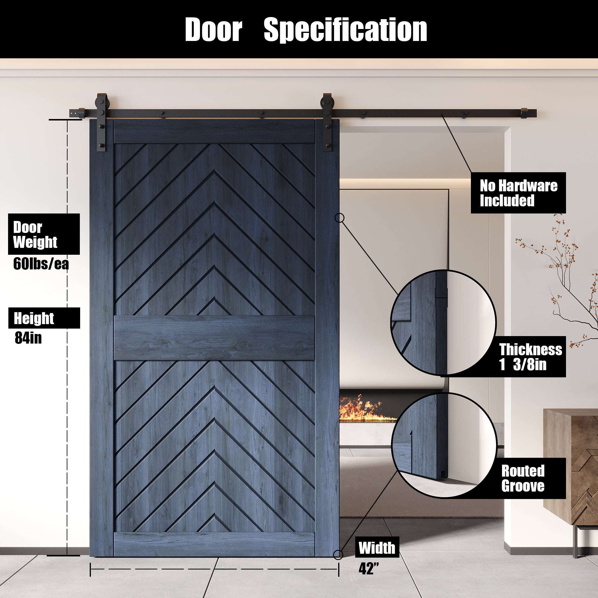 Navy Pine wood barn door