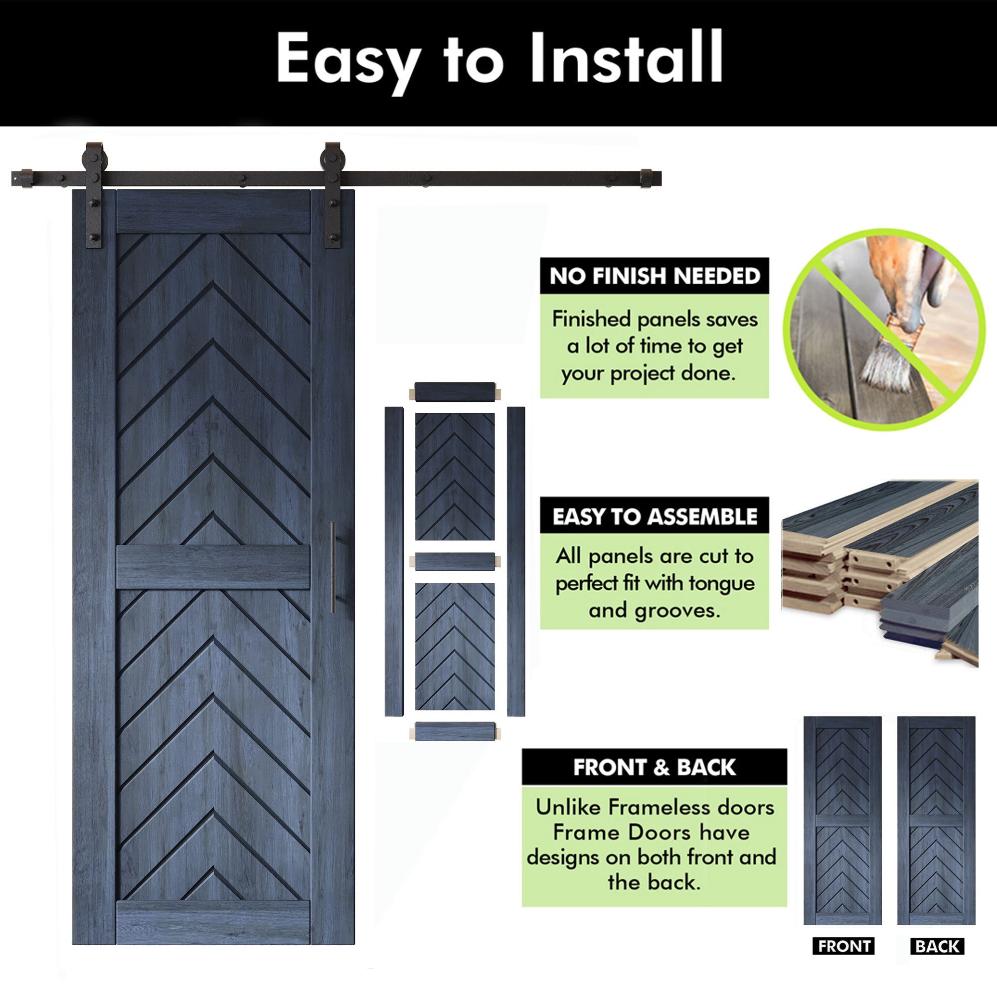 sliding barn door hardware kit with pine wood barn door blue navy