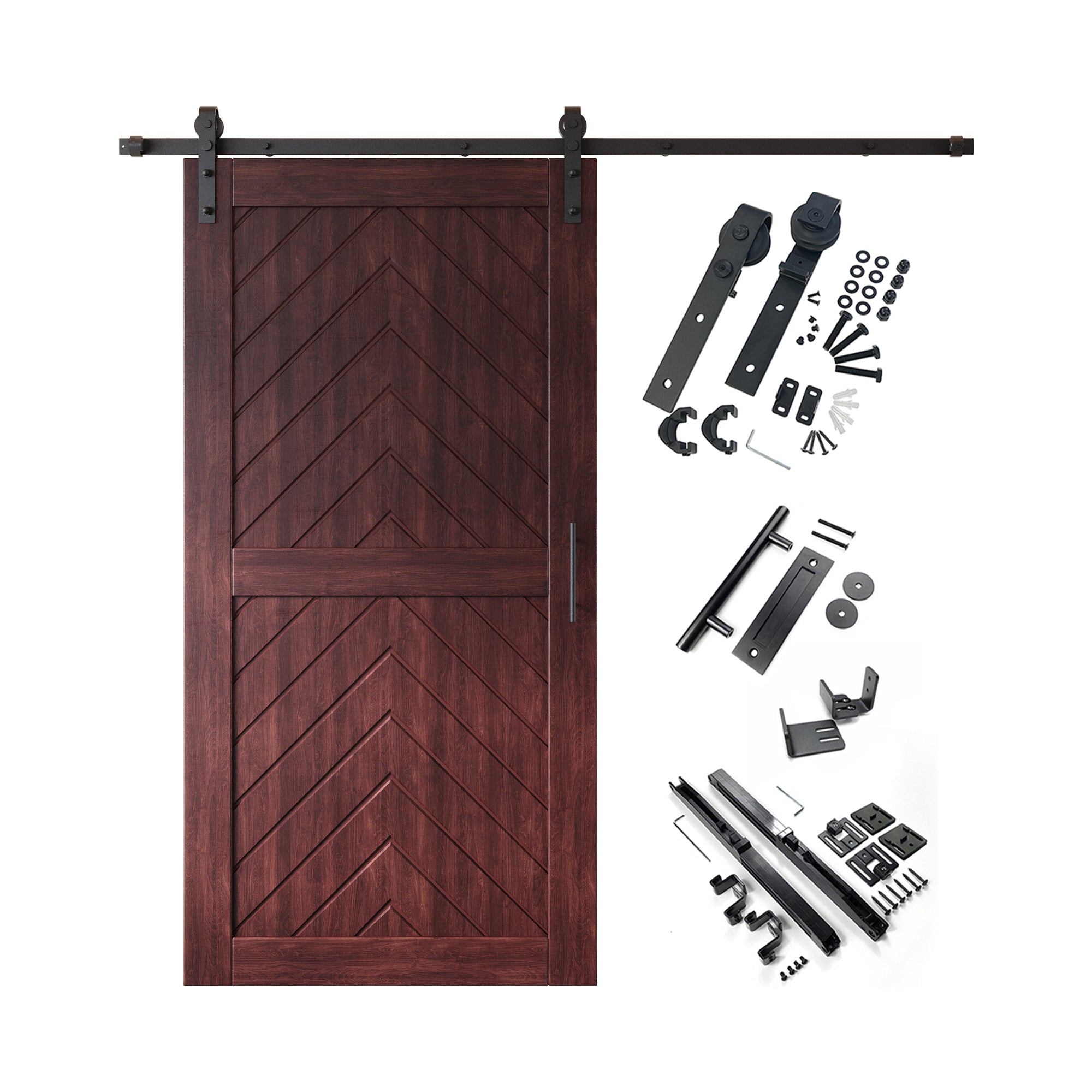 sliding barn door hardware kit with pine wood barn door red