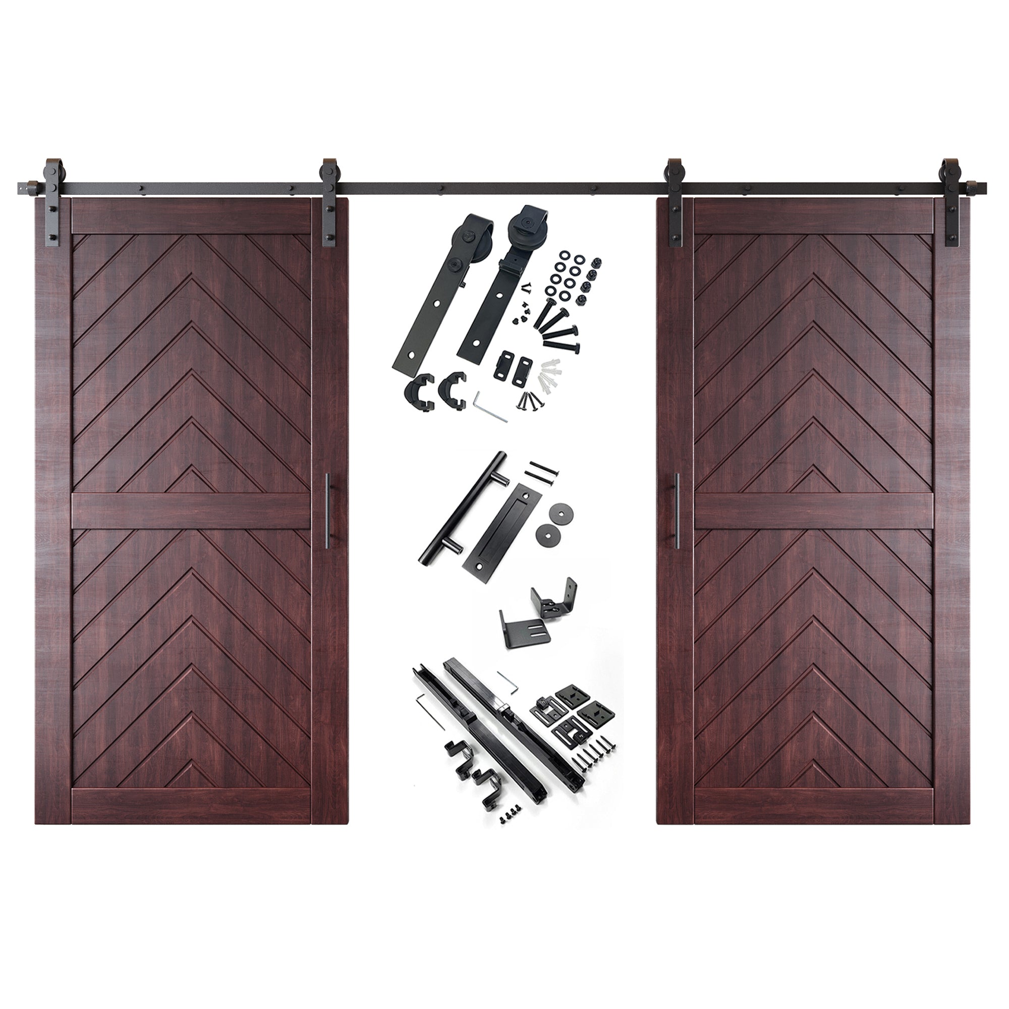 sliding barn door hardware with two doors pine wood barn door red fishbone