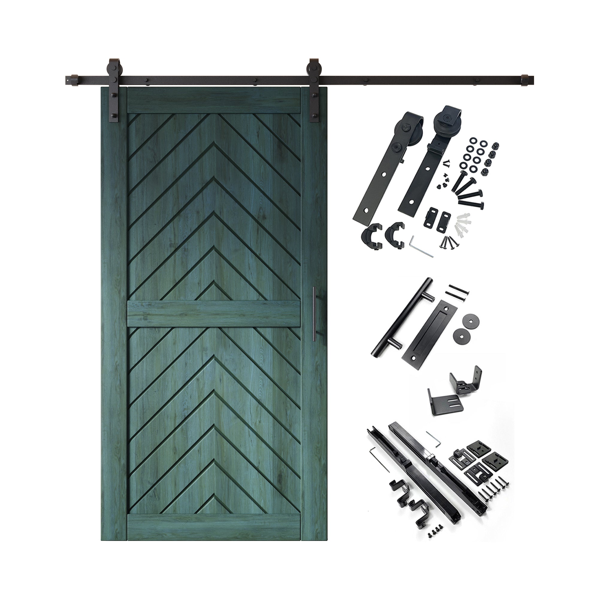 sliding barn door hardware kit with pine wood barn door 