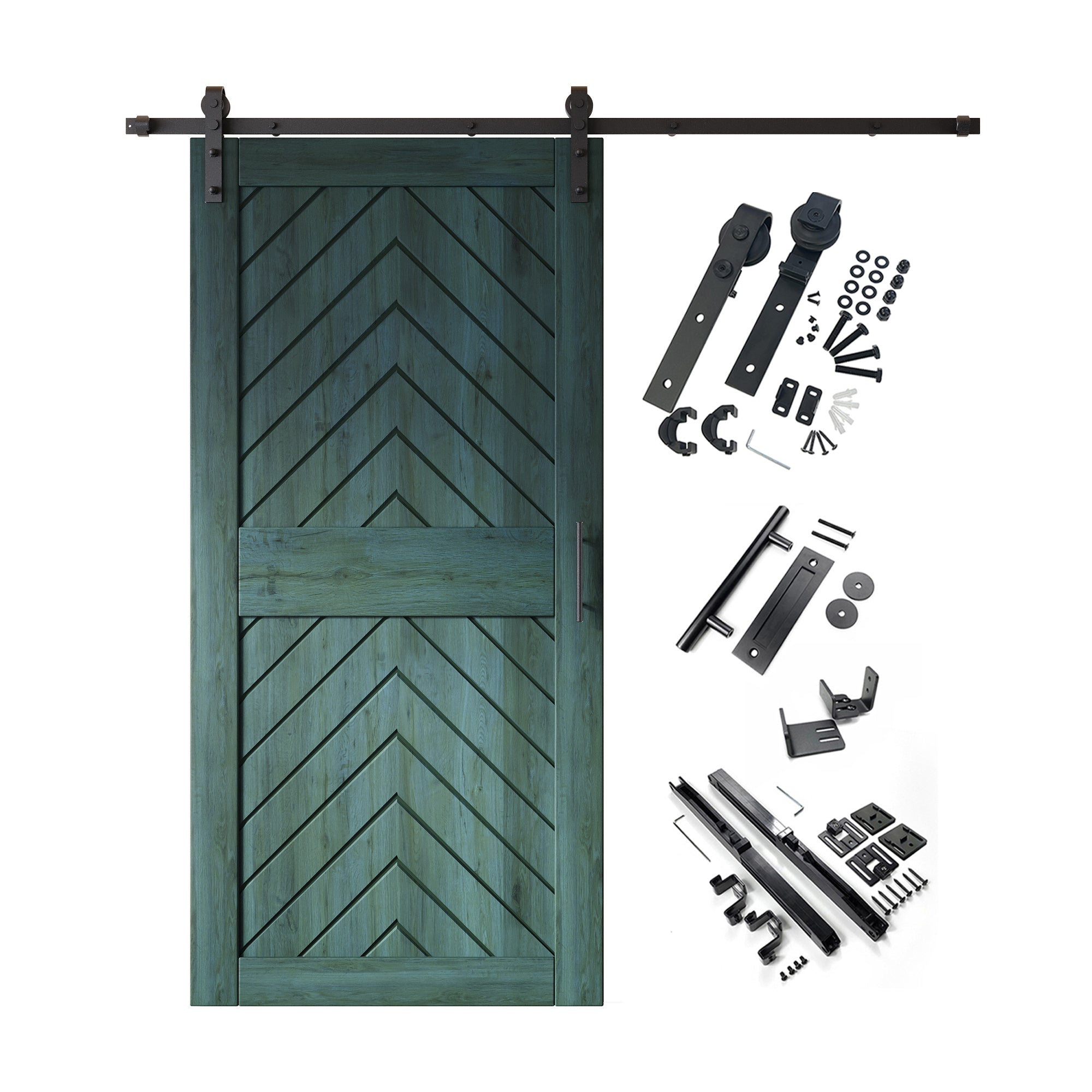 sliding barn door hardware kit with door pine wood barn door fishbone design