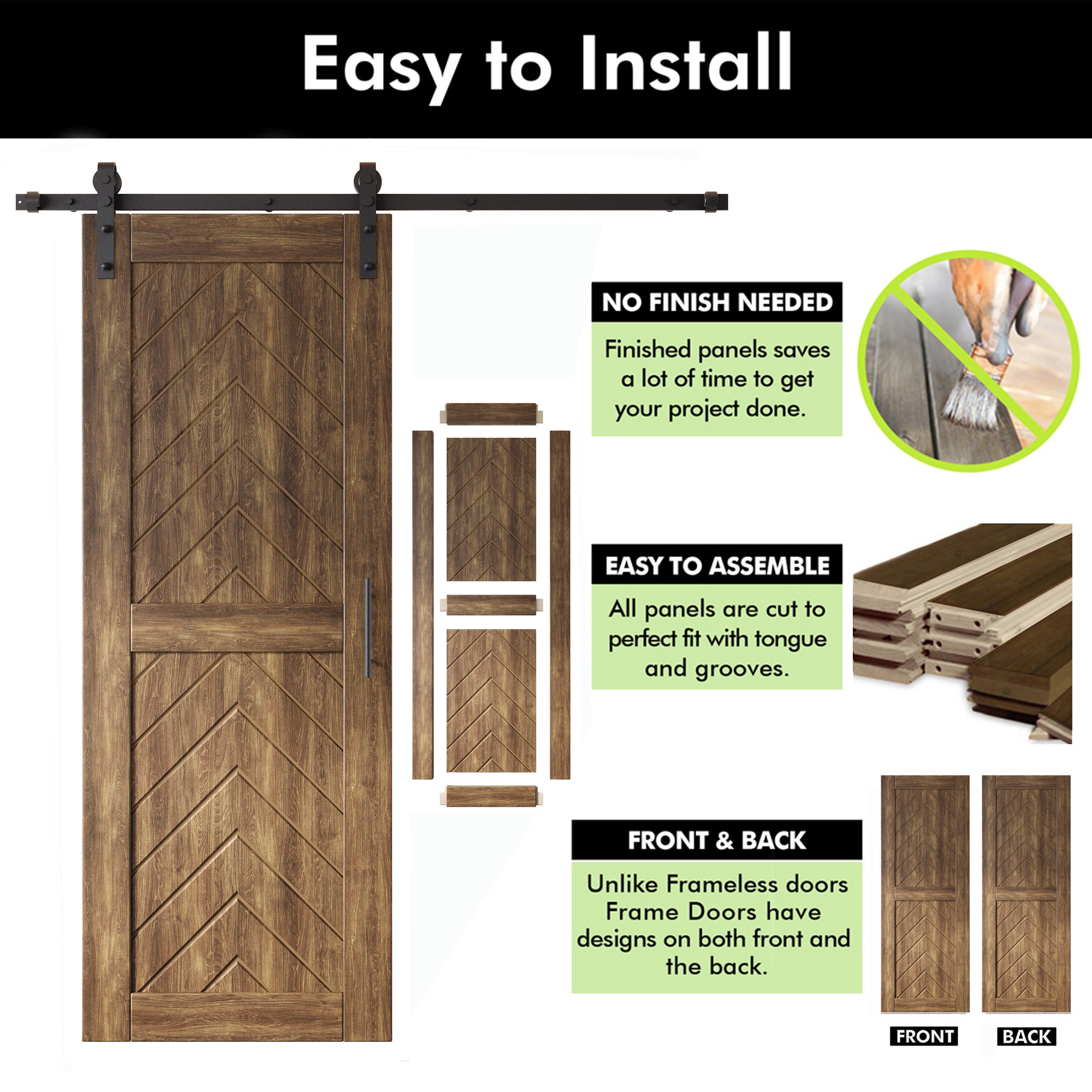 sliding barn door hardware kit with two doors pine wood barn door dark walnut