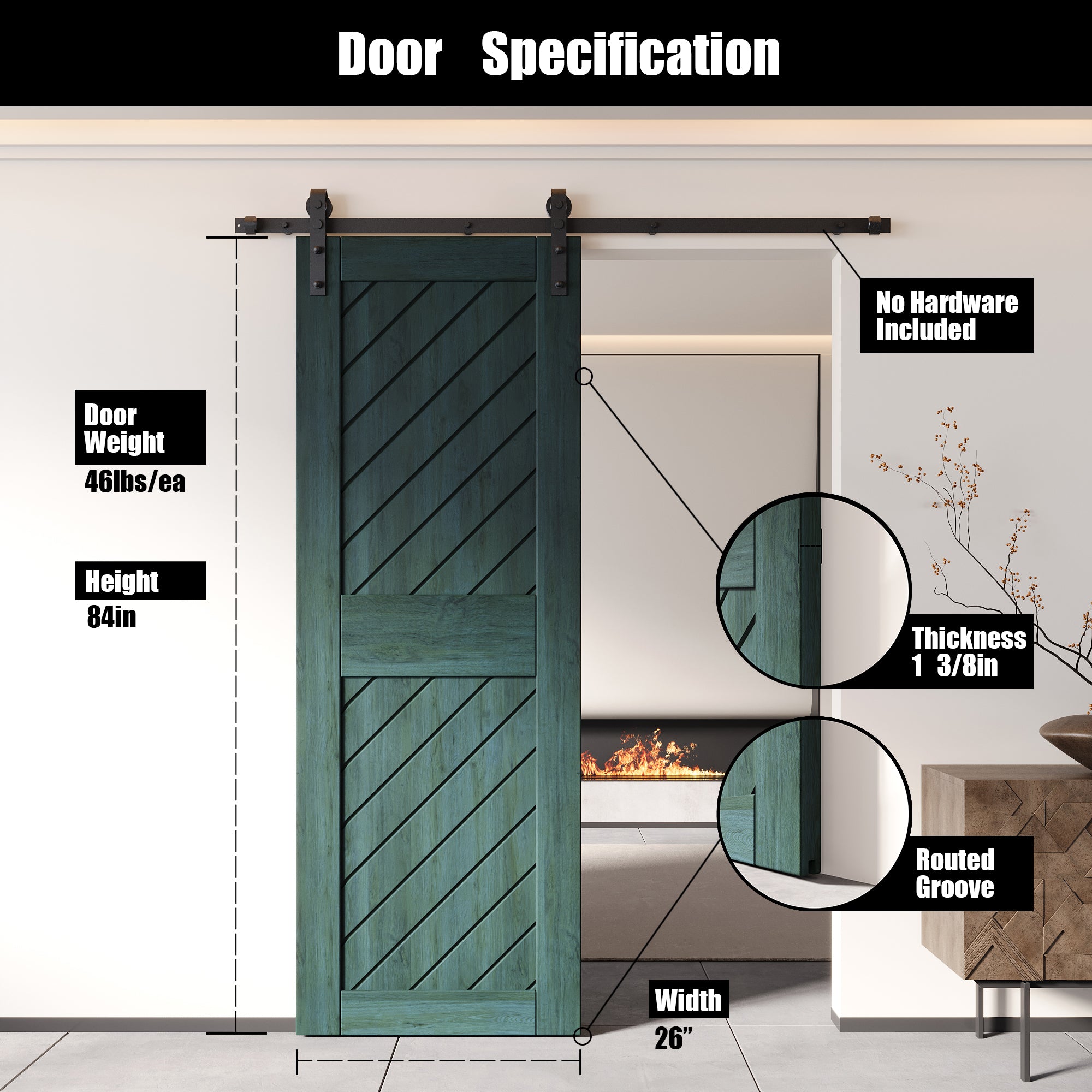 84" slanted stripe royal pine door