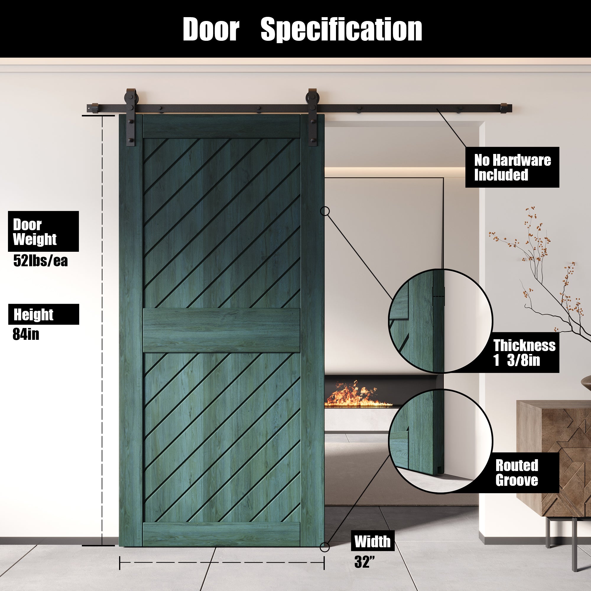 84" unassembled royal pine barn door