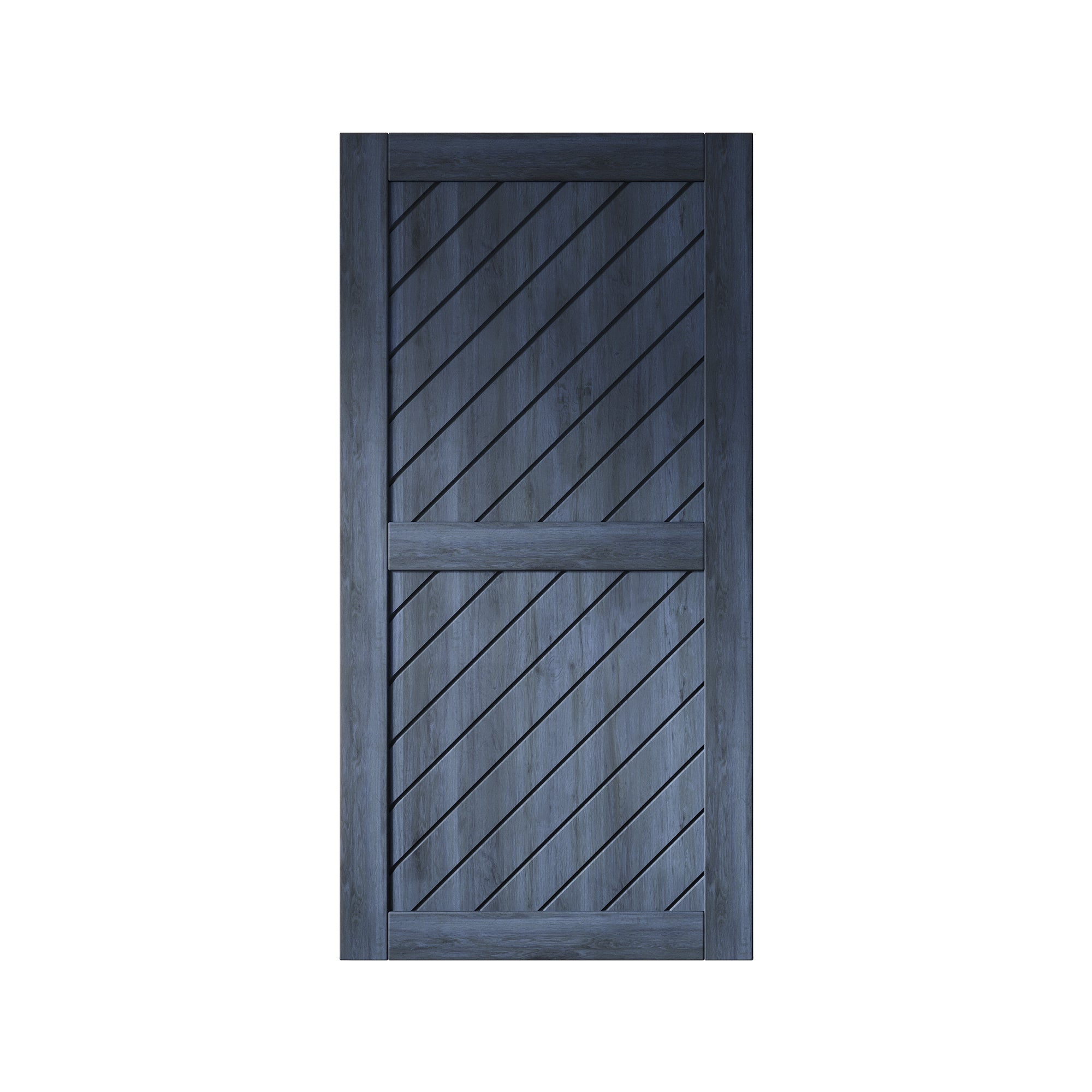 80" Height Navy Slanted Stripe Design Unassembled & Finished Pine Wood Barn Door (Interior Use Only)