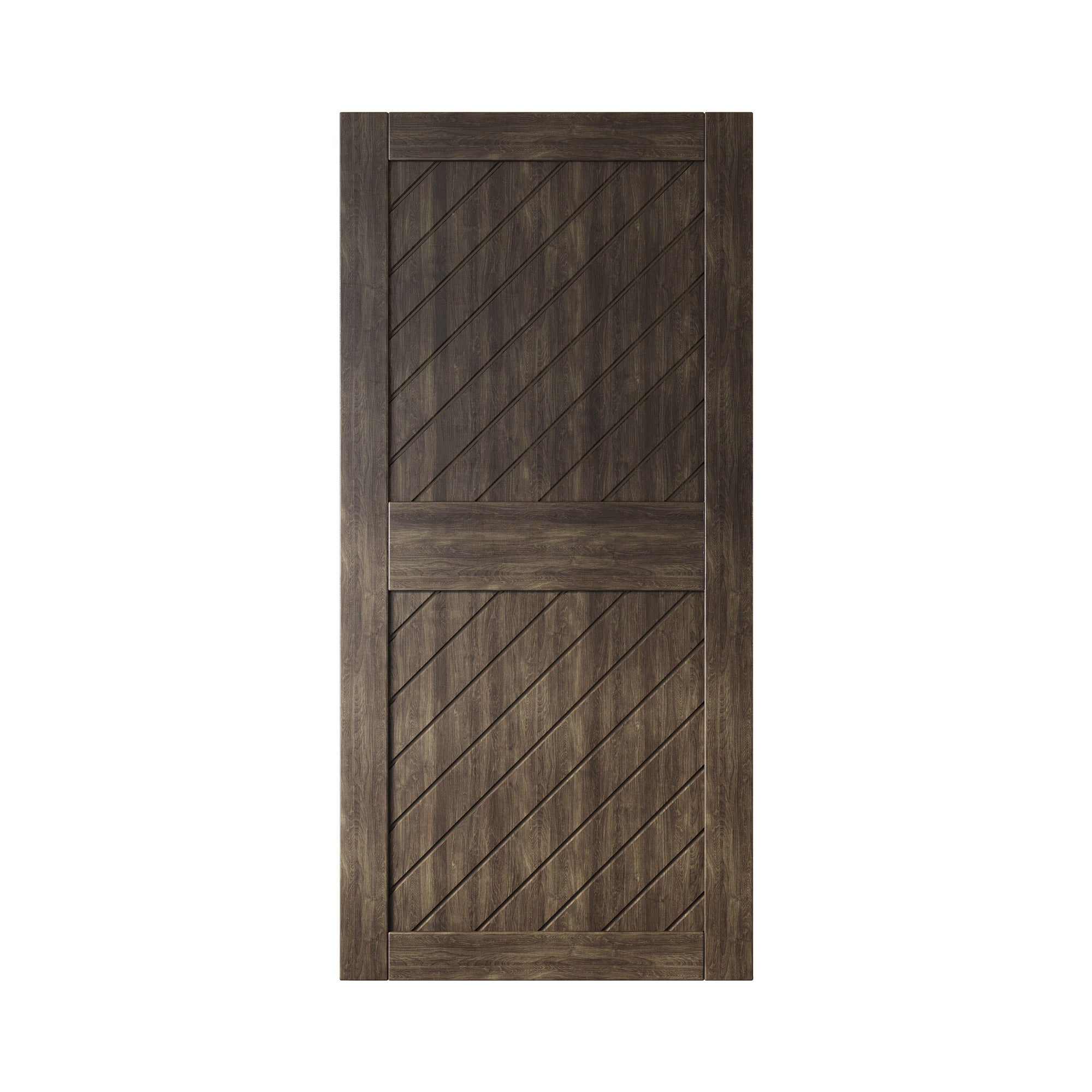 84" Height Ebony Slanted Stripe Design Unassembled & Finished Pine Wood Barn Door (Interior Use Only)