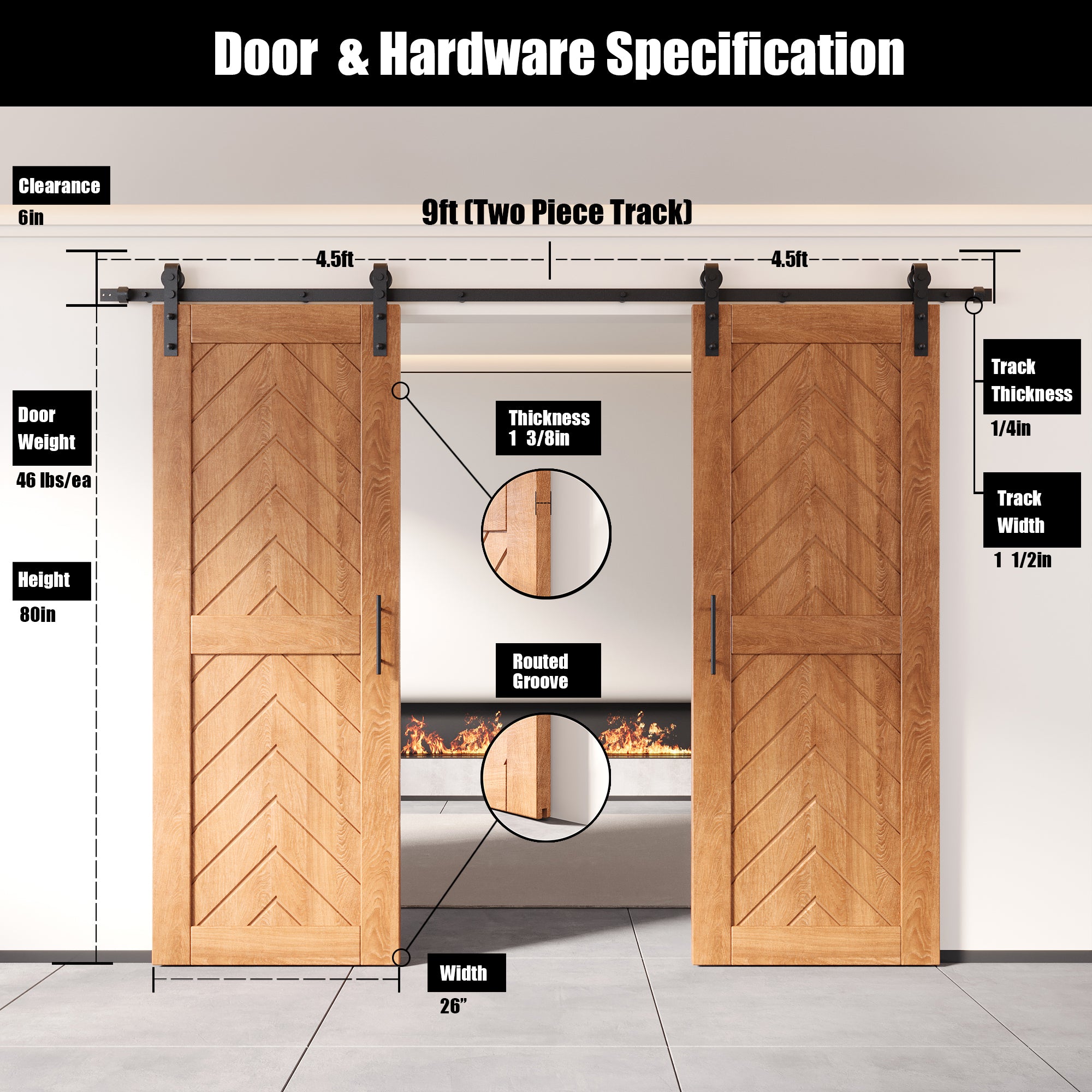 sliding barn door hardware kit with two doors pine wood barn door 