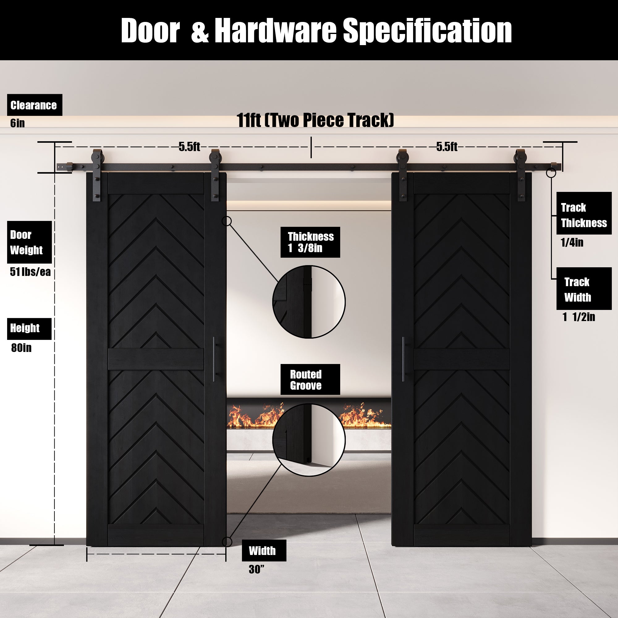 sliding barn door hardware kit with two doors pine wood barn door black