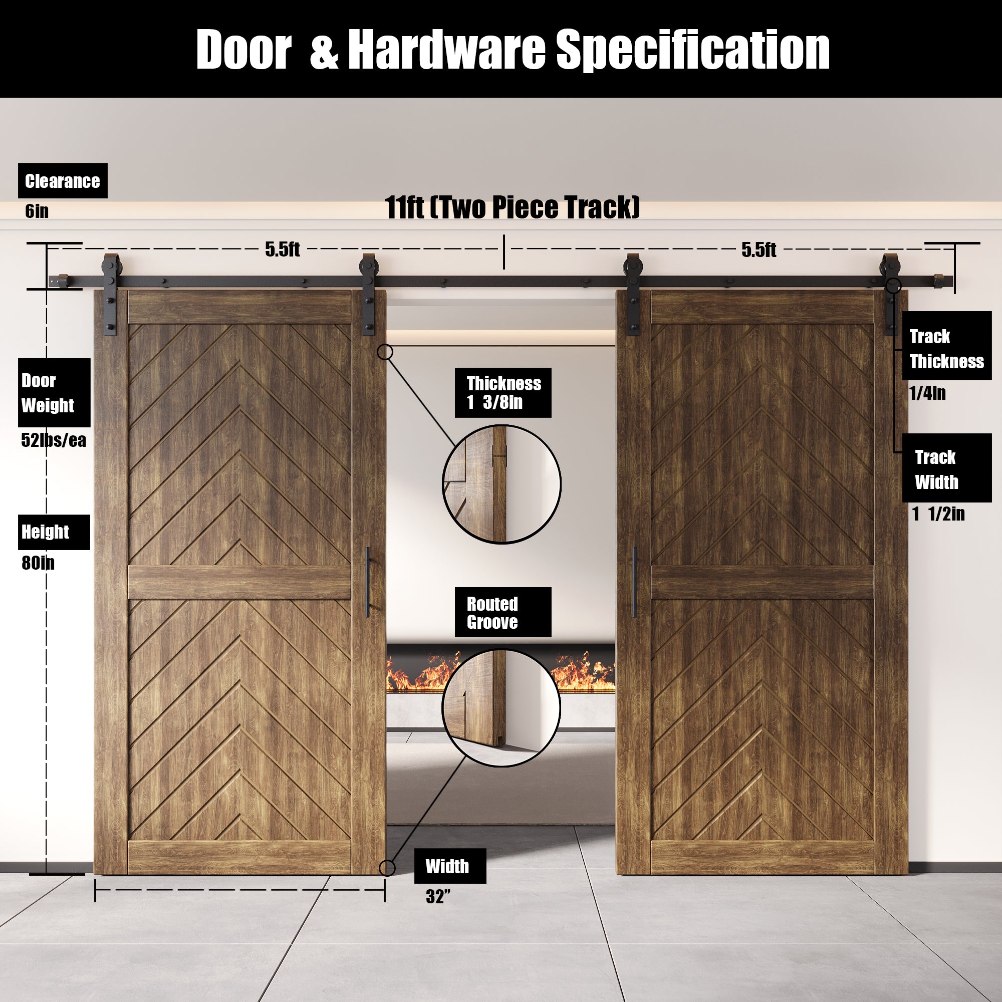 sliding barn door hardware kit with two doors pine wood barn door dark walnut