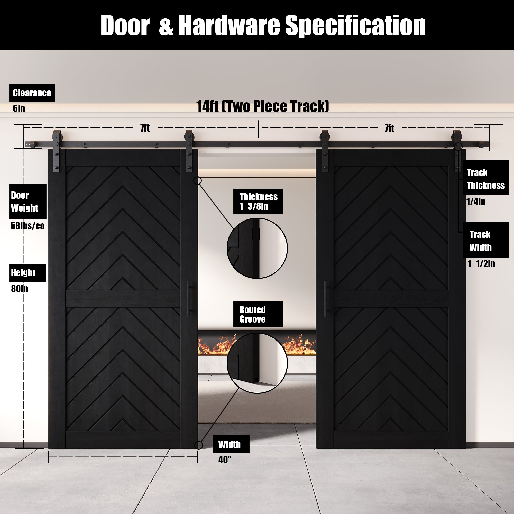 sliding barn door hardware kit with two doors pine wood barn door black