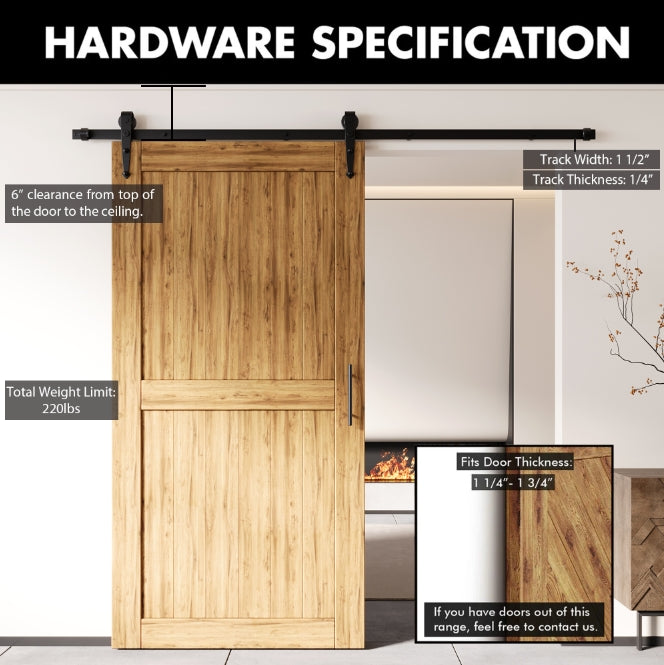 Non-Bypass Sliding Barn Door Hardware Kit - Arrow Design Roller