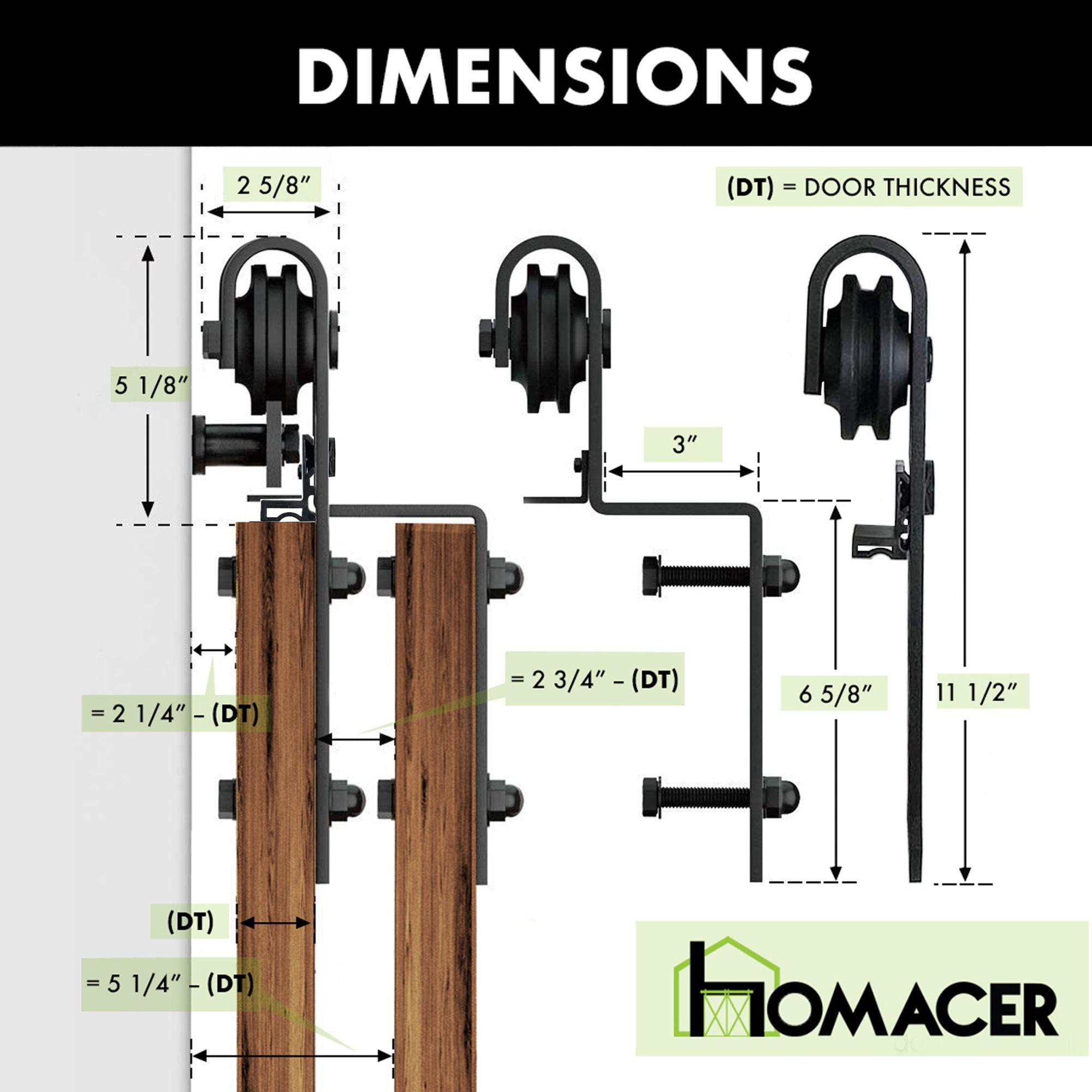 Single Track Bypass Sliding Barn Door Hardware Kit - Classic Design Roller