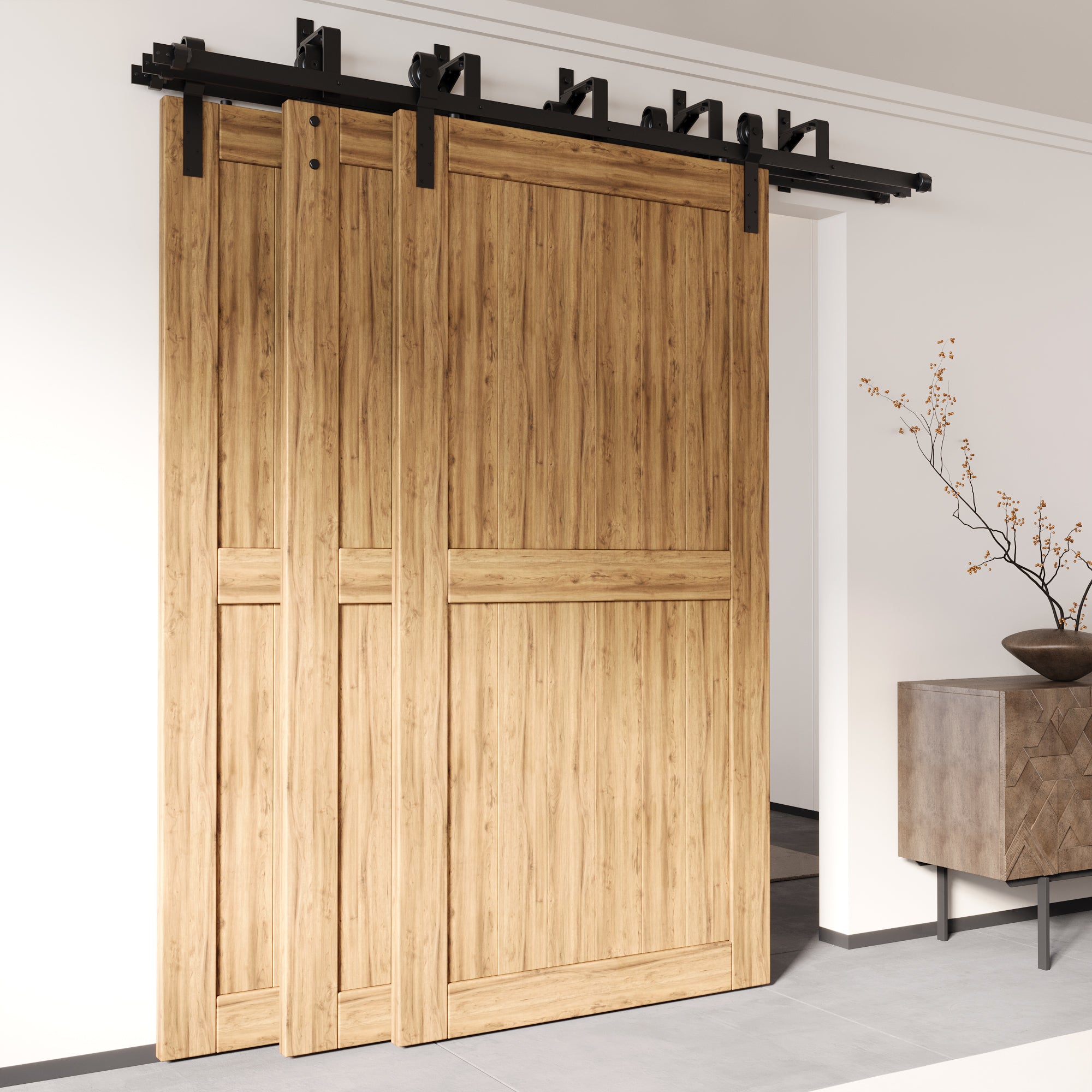 sliding barn door hardware 3 doors triple track