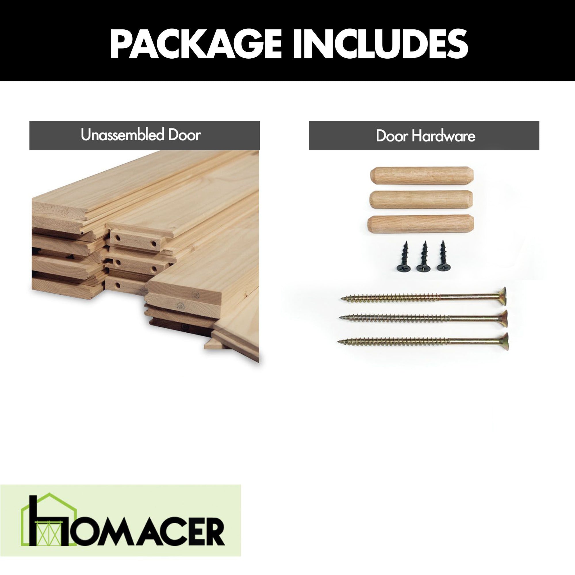 homacer barn door package includes