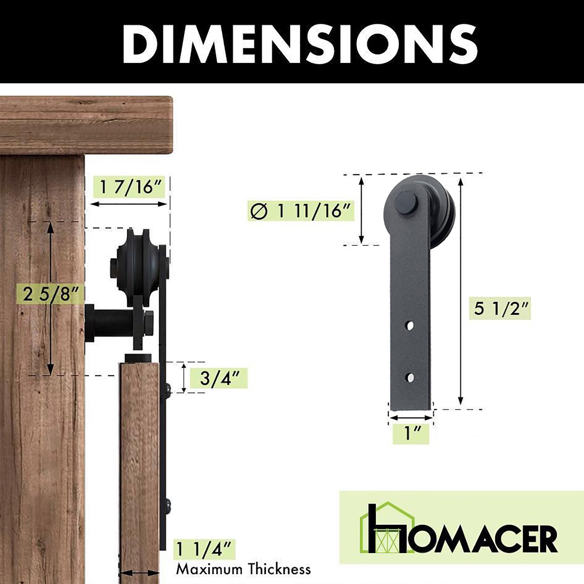 Mini Non-Bypass Sliding Barn Door Hardware Kit - Straight Design Roller