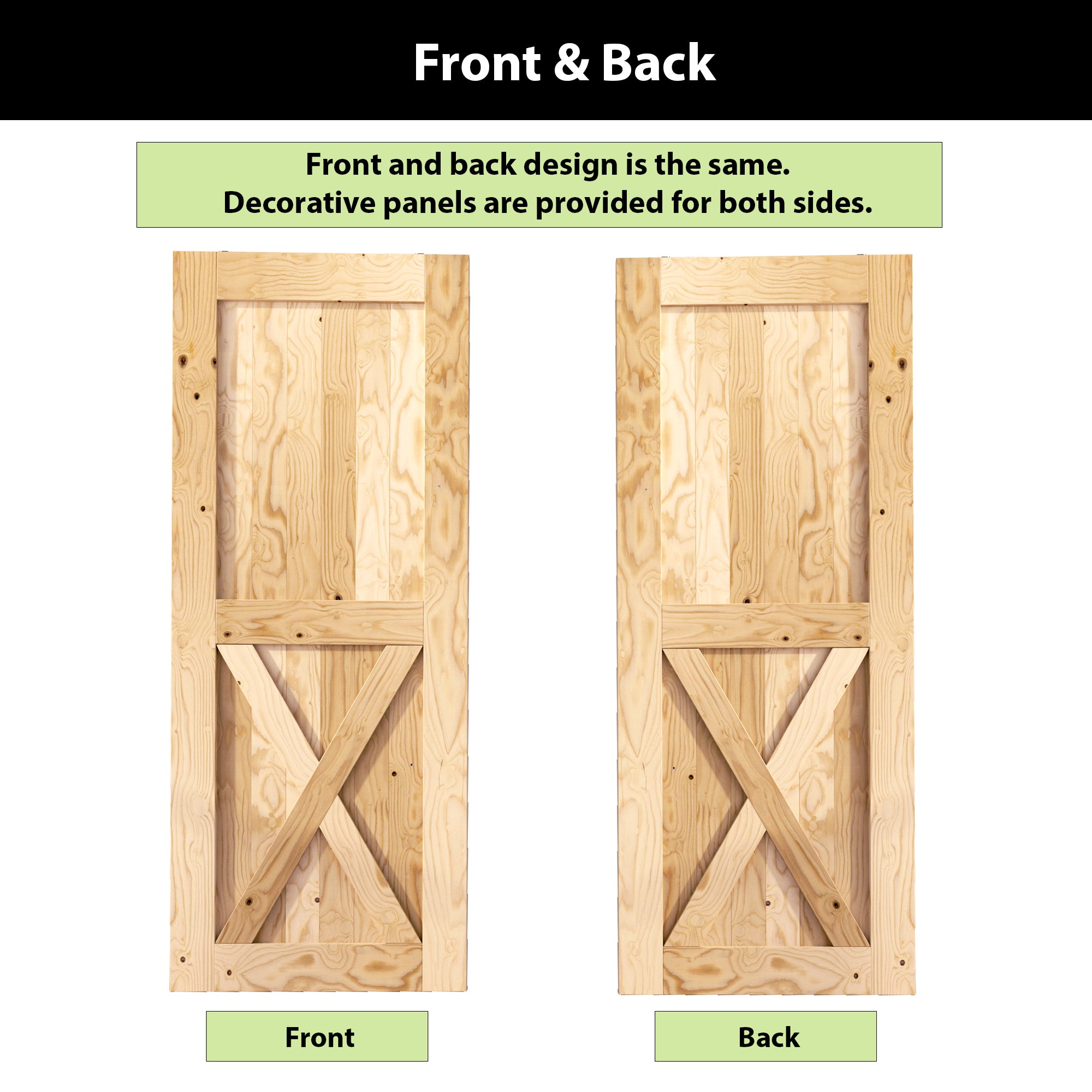 homacer unpainted barn door front and back