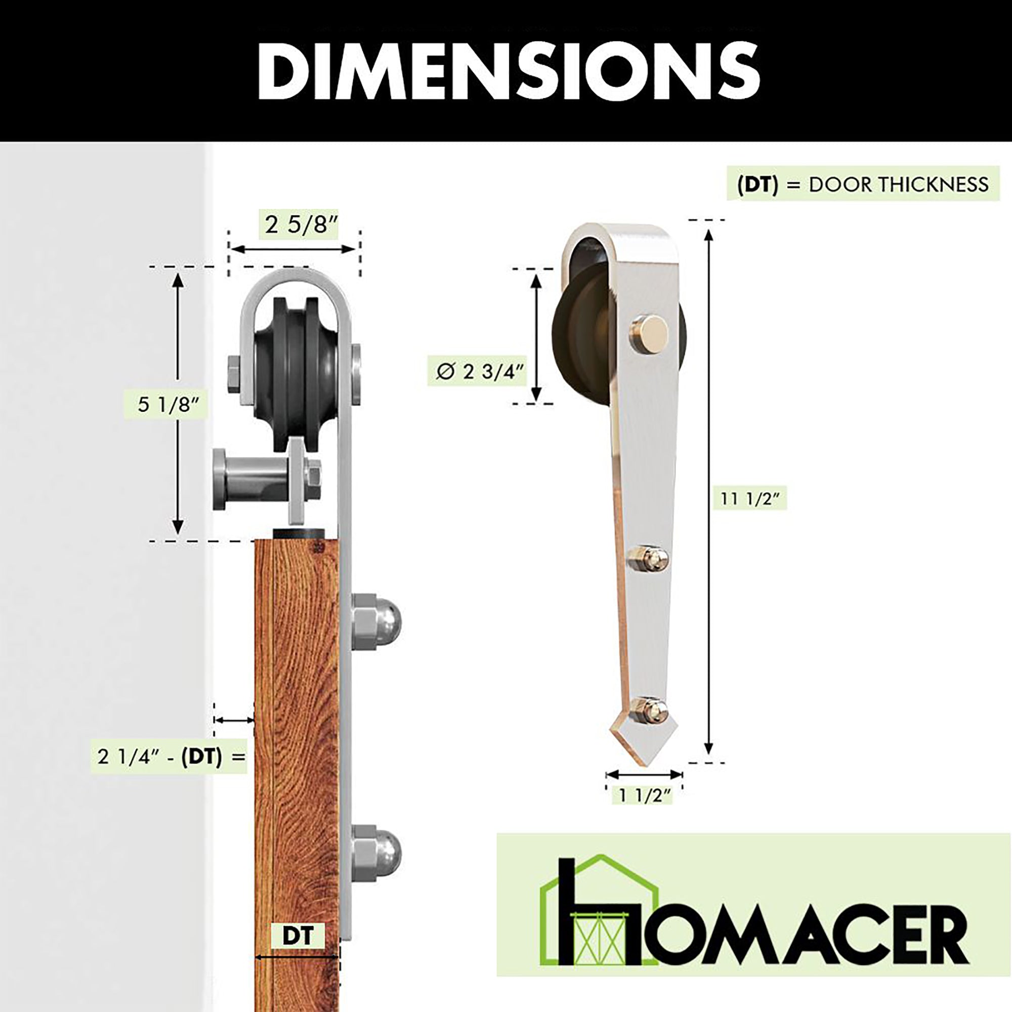 Non-Bypass Sliding Barn Door Hardware Kit - Arrow Design Roller