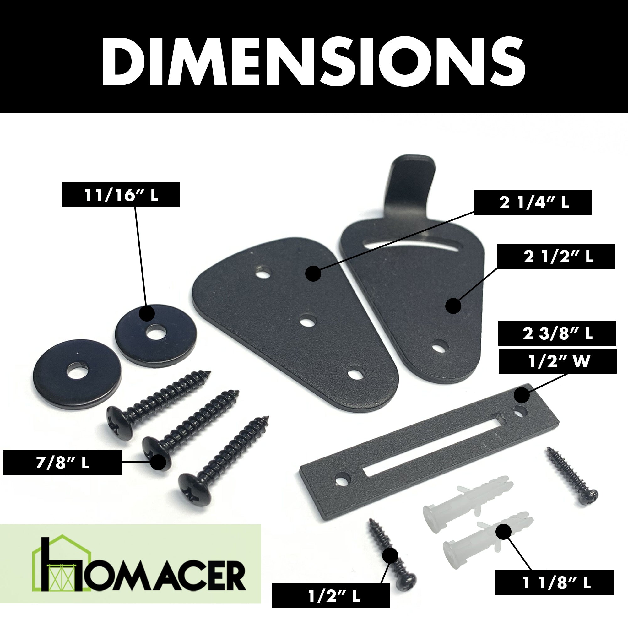 homacer sliding barn door Black Teardrop Lock dimension