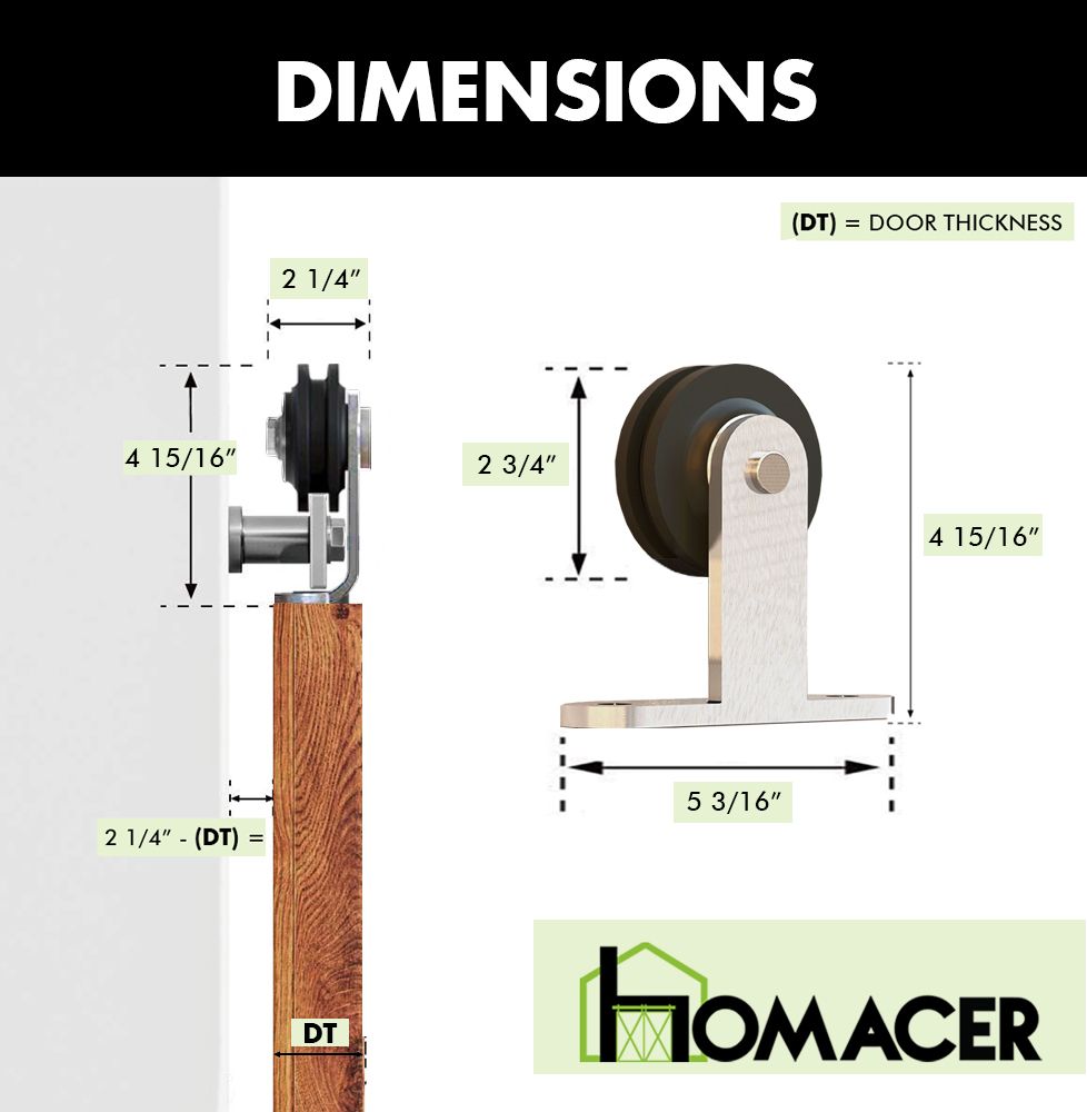 Non-Bypass Sliding Barn Door Hardware Kit - T-Shape Design Roller