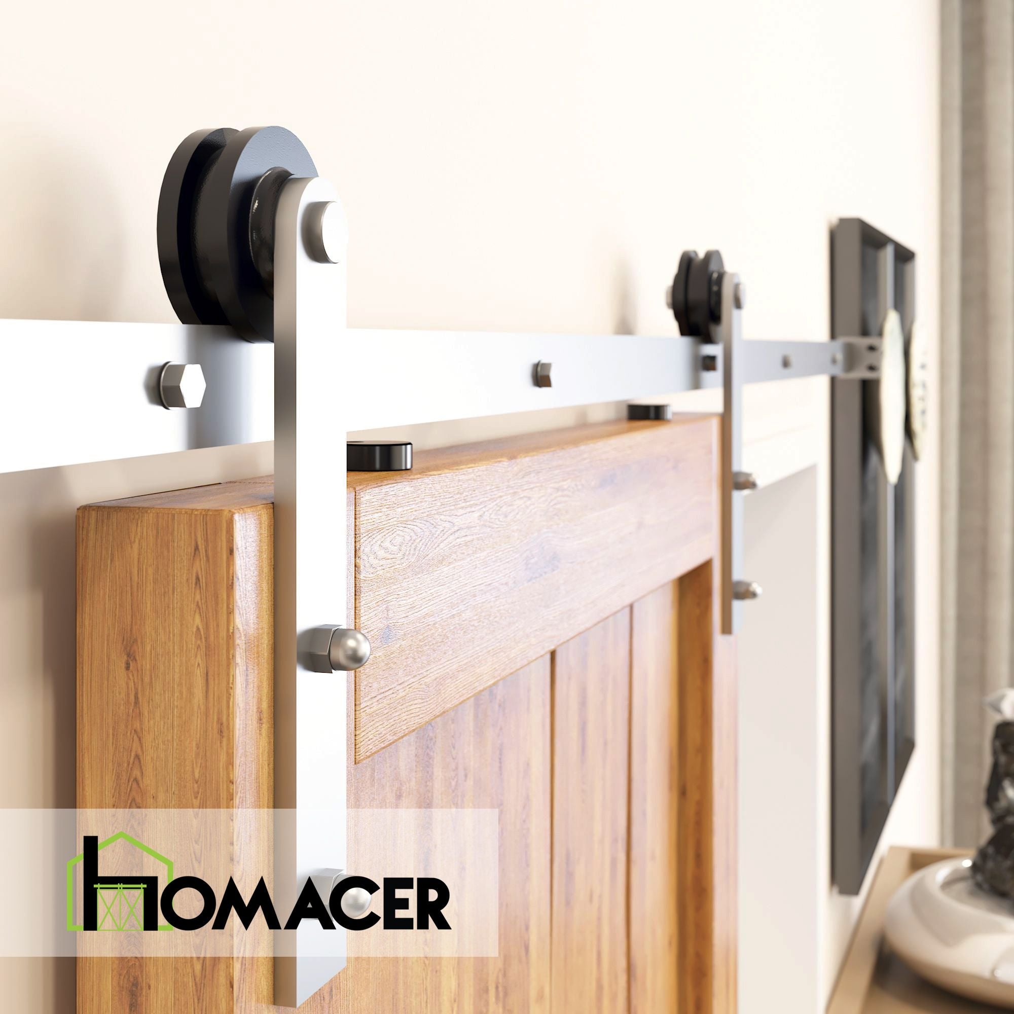 homacer barn door slider kit brushed nickel